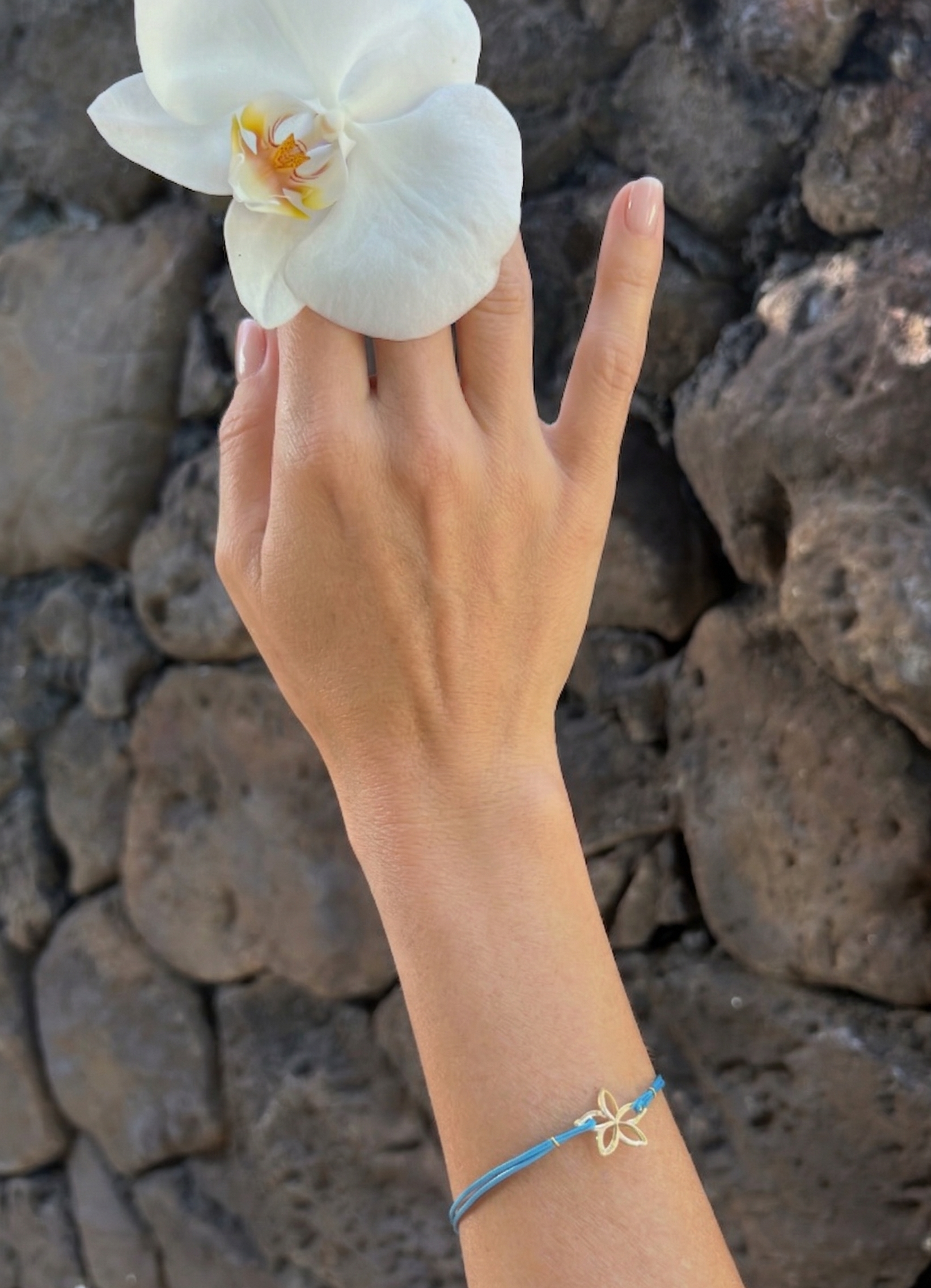 Plumeria x Punahou Blue Leather Bracelet