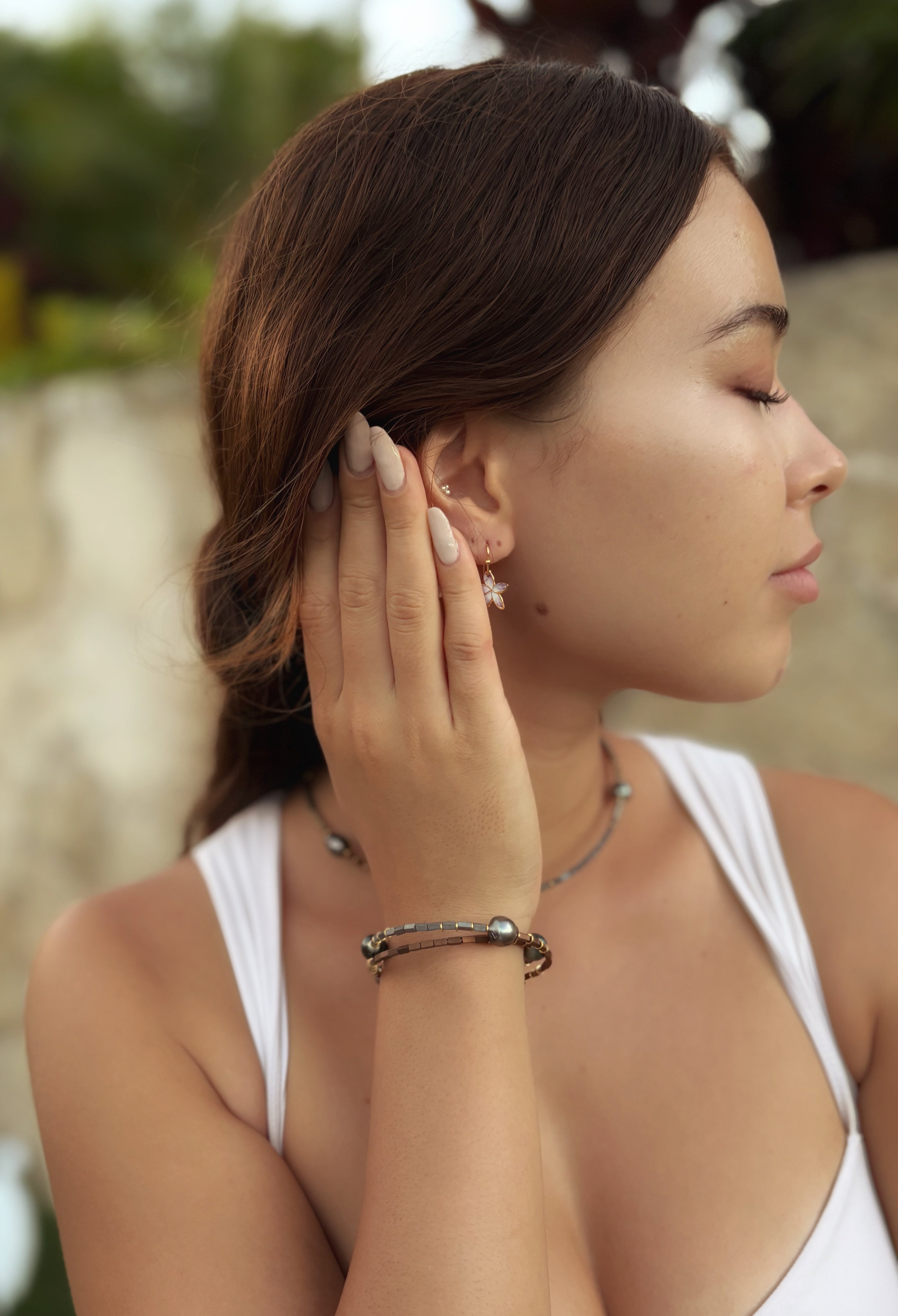 Tahitian Pearl x Hematite Bracelet