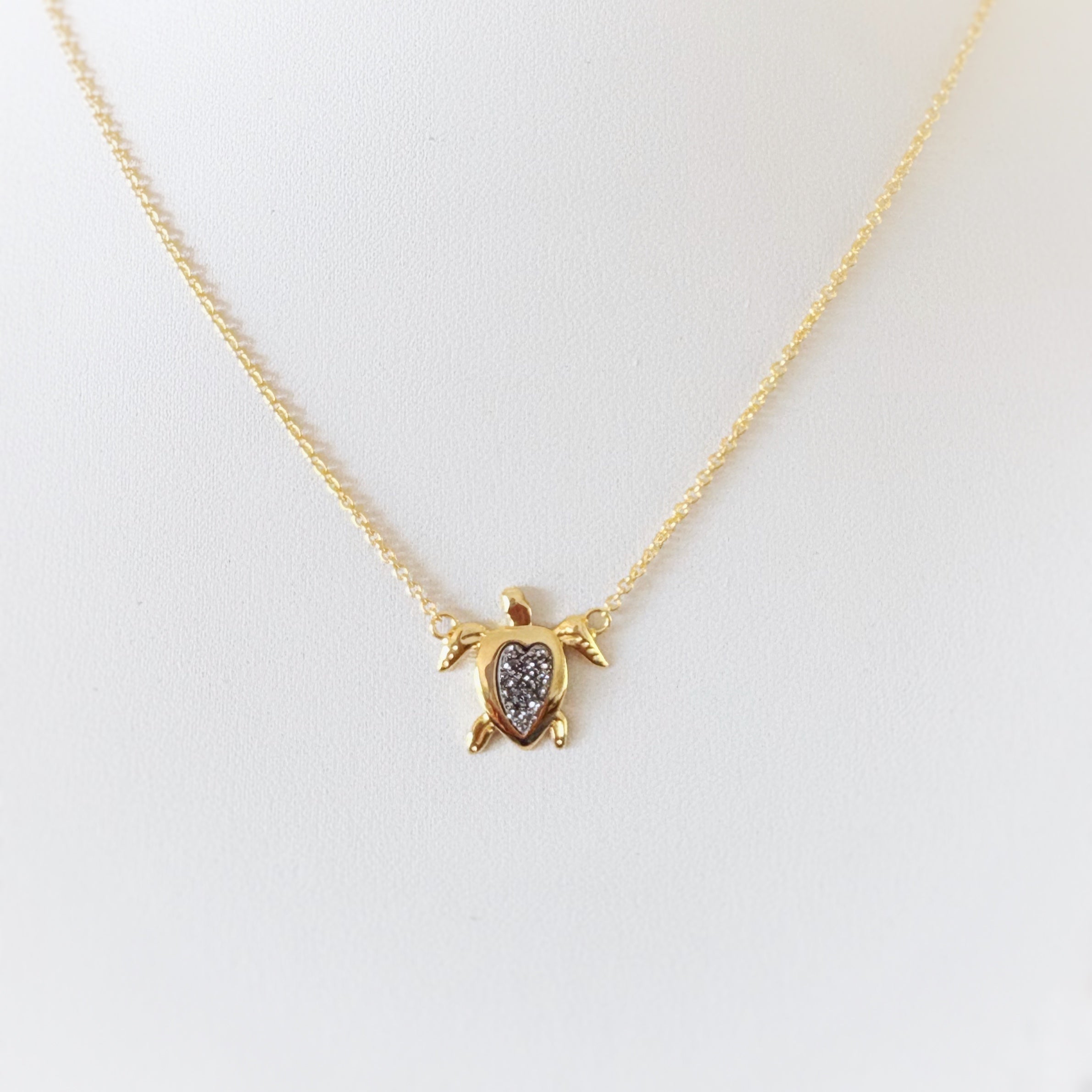 Druzy Stone Honu Necklace