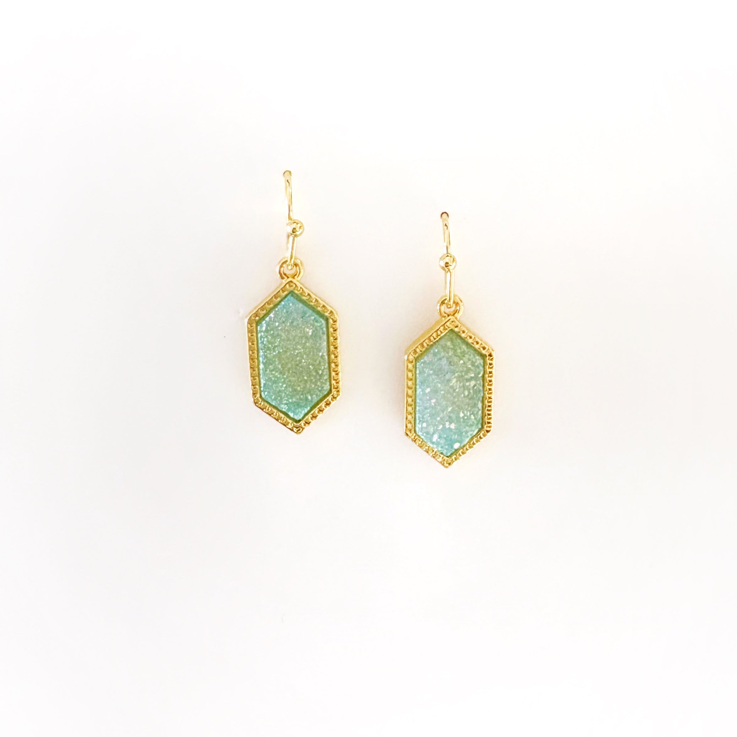 Druzy Stone Island Hexa Earrings