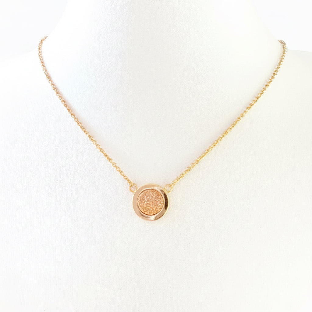 Druzy Stone Circle Necklace