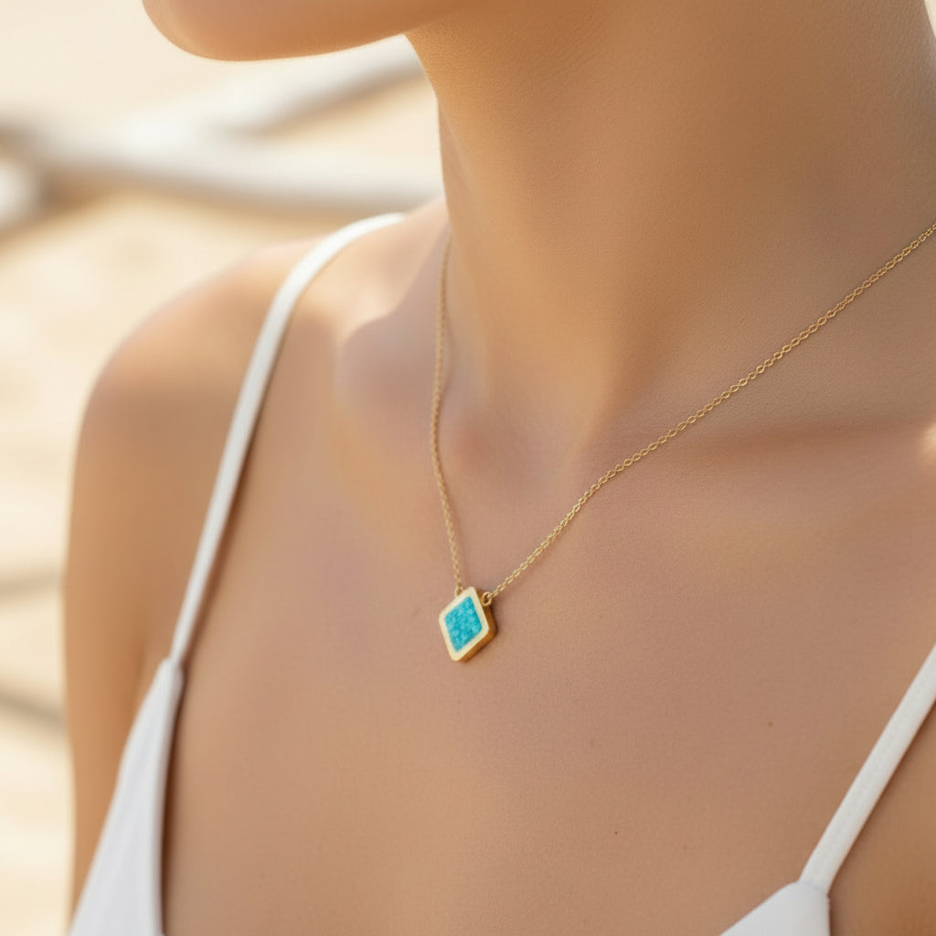 Druzy Stone Square Necklace