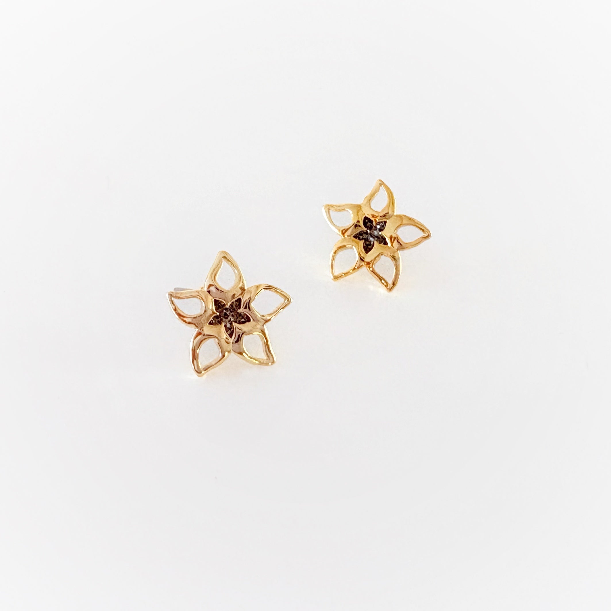 Druzy Stone Plumeria Earrings