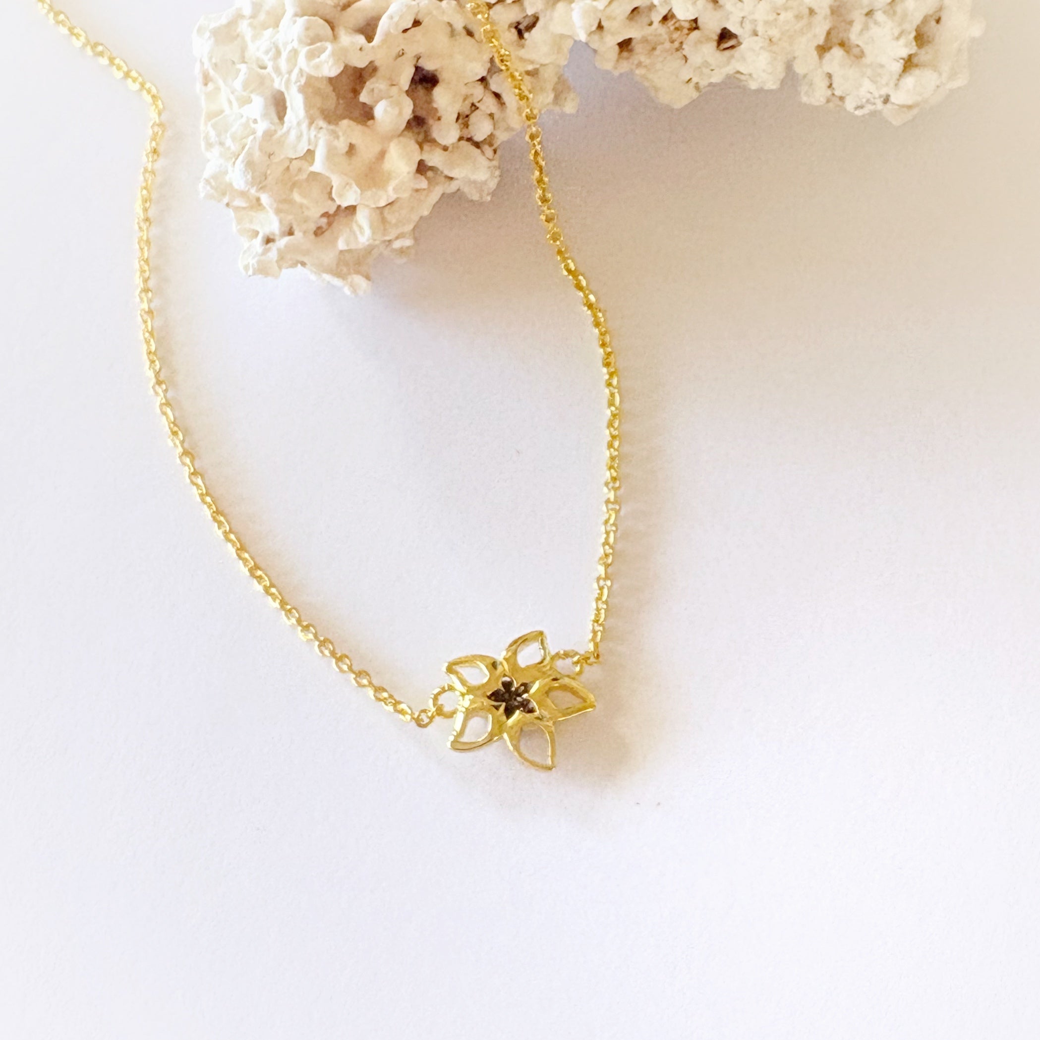 Druzy Stone Plumeria Necklace
