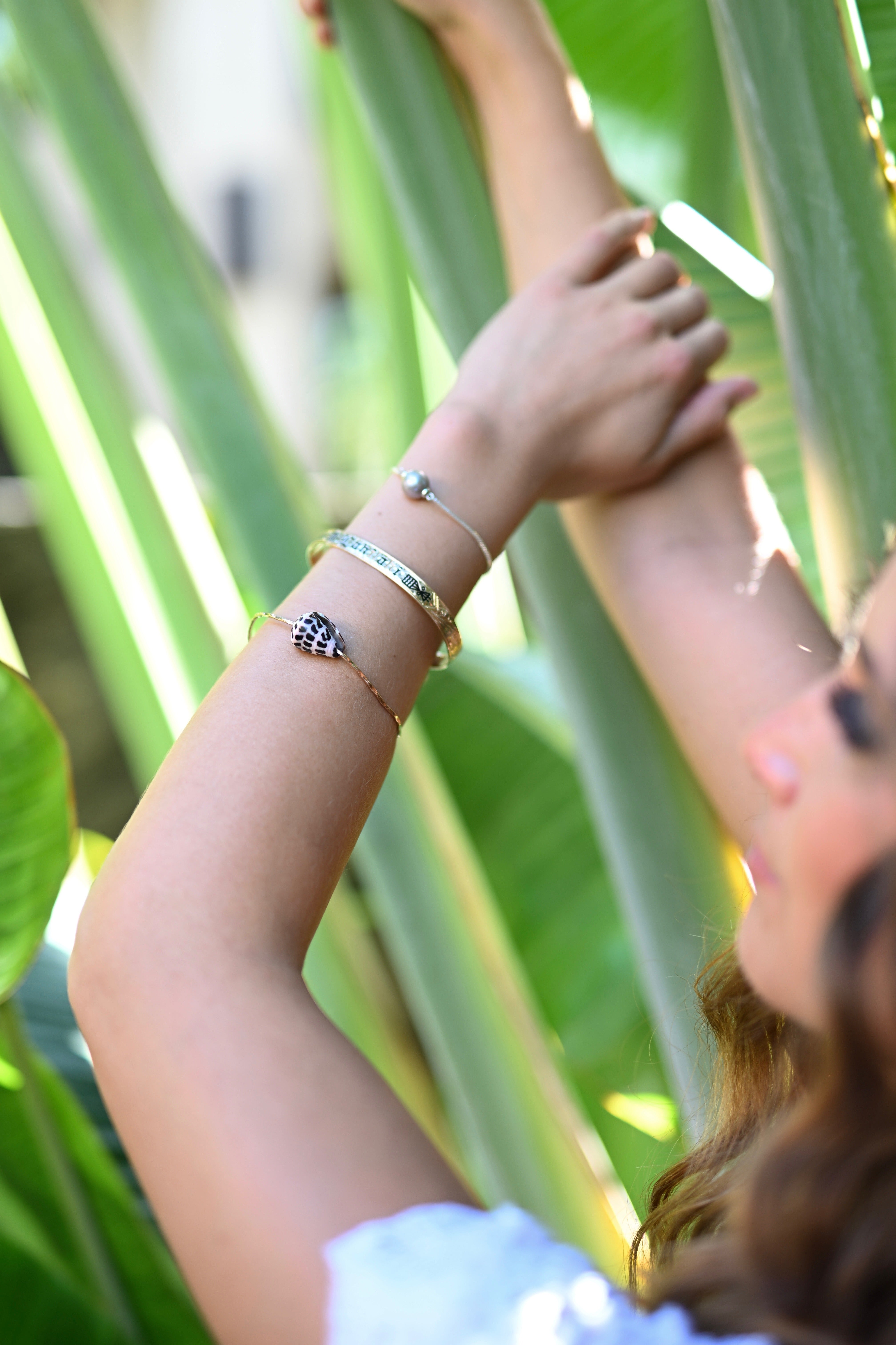 Freshwater Pearl + Silver Slider Bracelet
