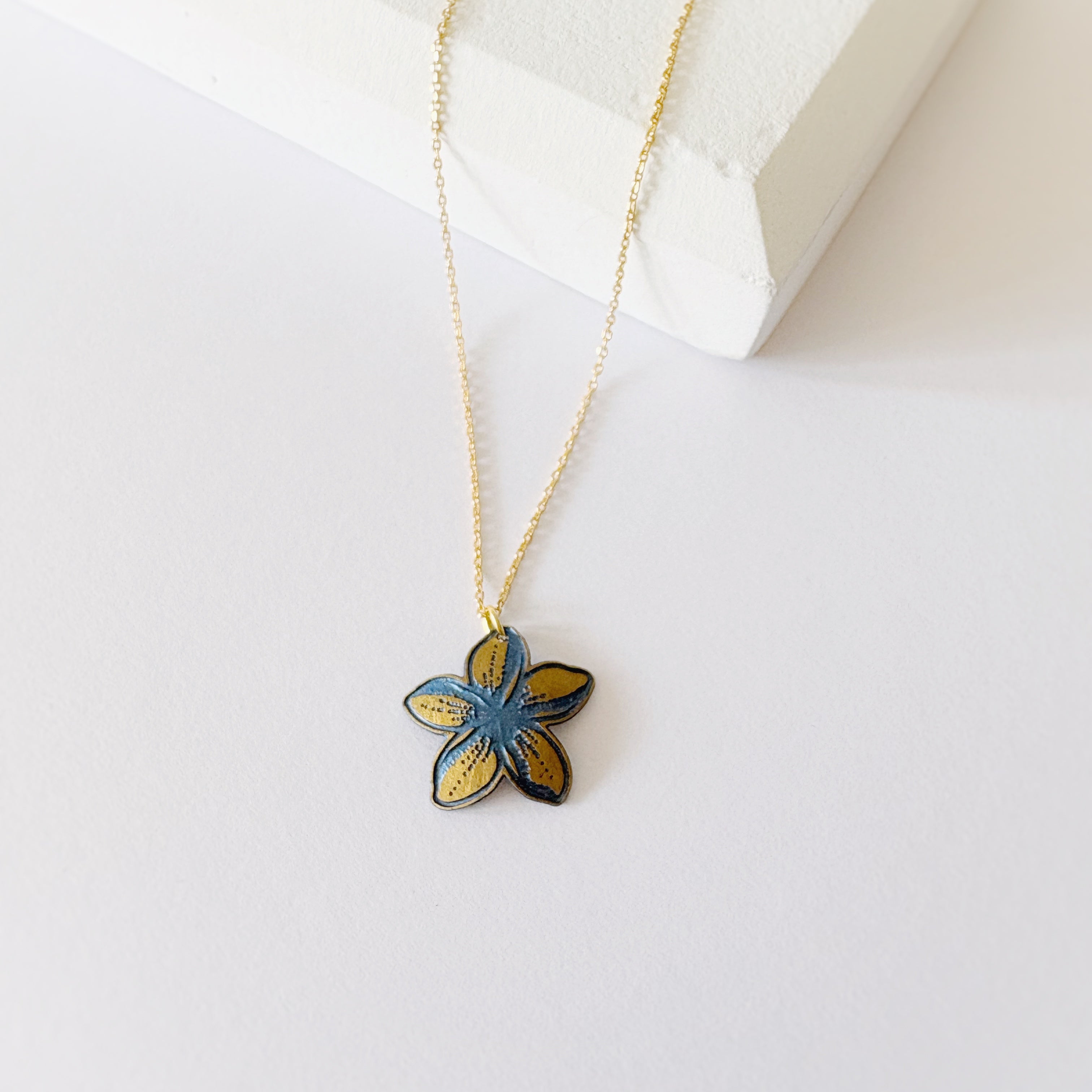 Plumeria Matte Blue Necklace