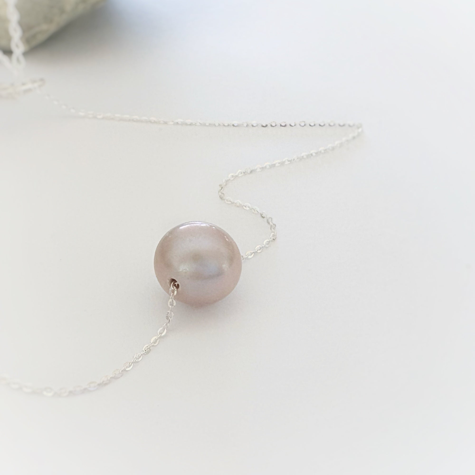 Floating Pearl Necklace - Silver