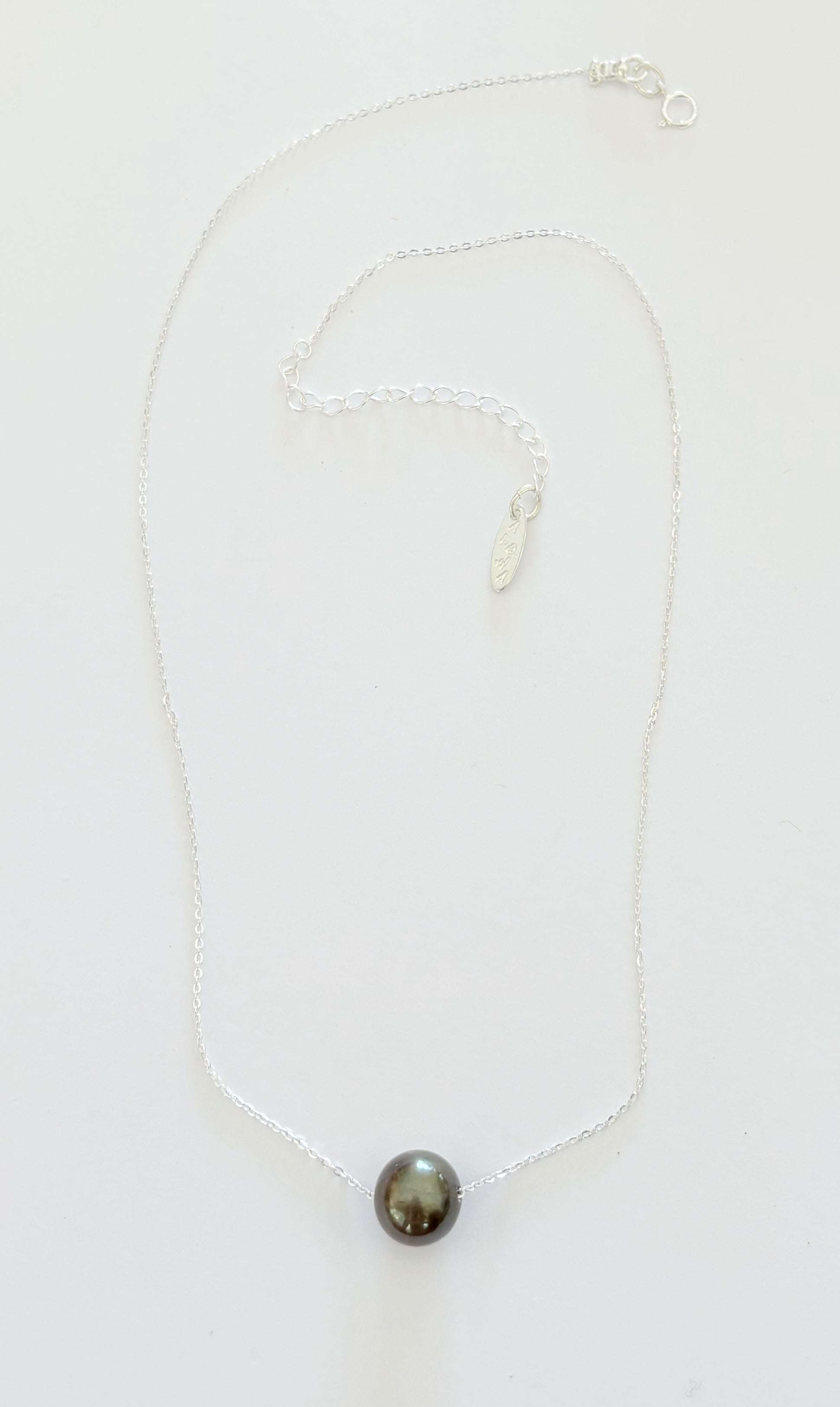 Floating Pearl Necklace - Silver