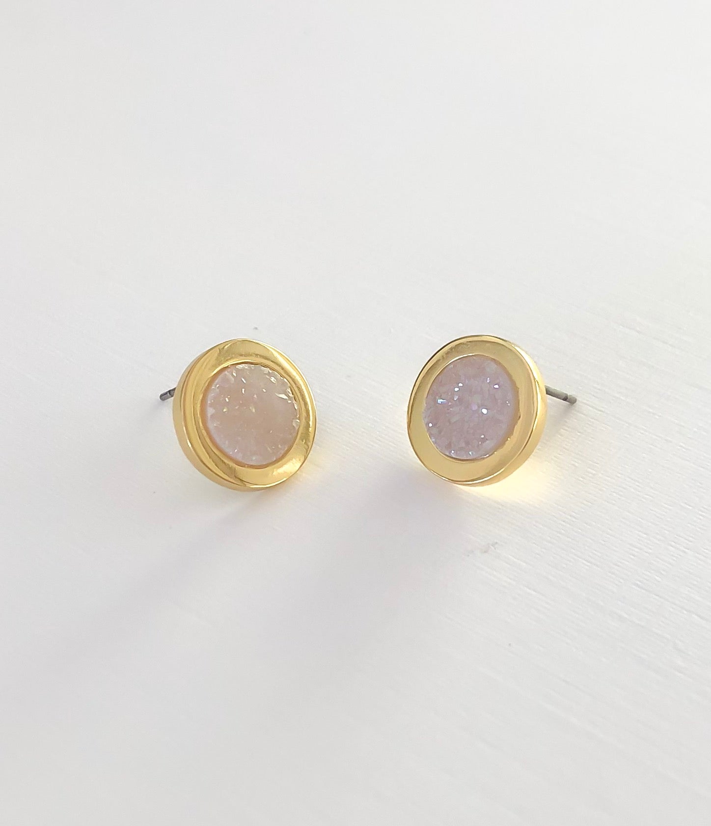 Druzy Stone Circle Earrings