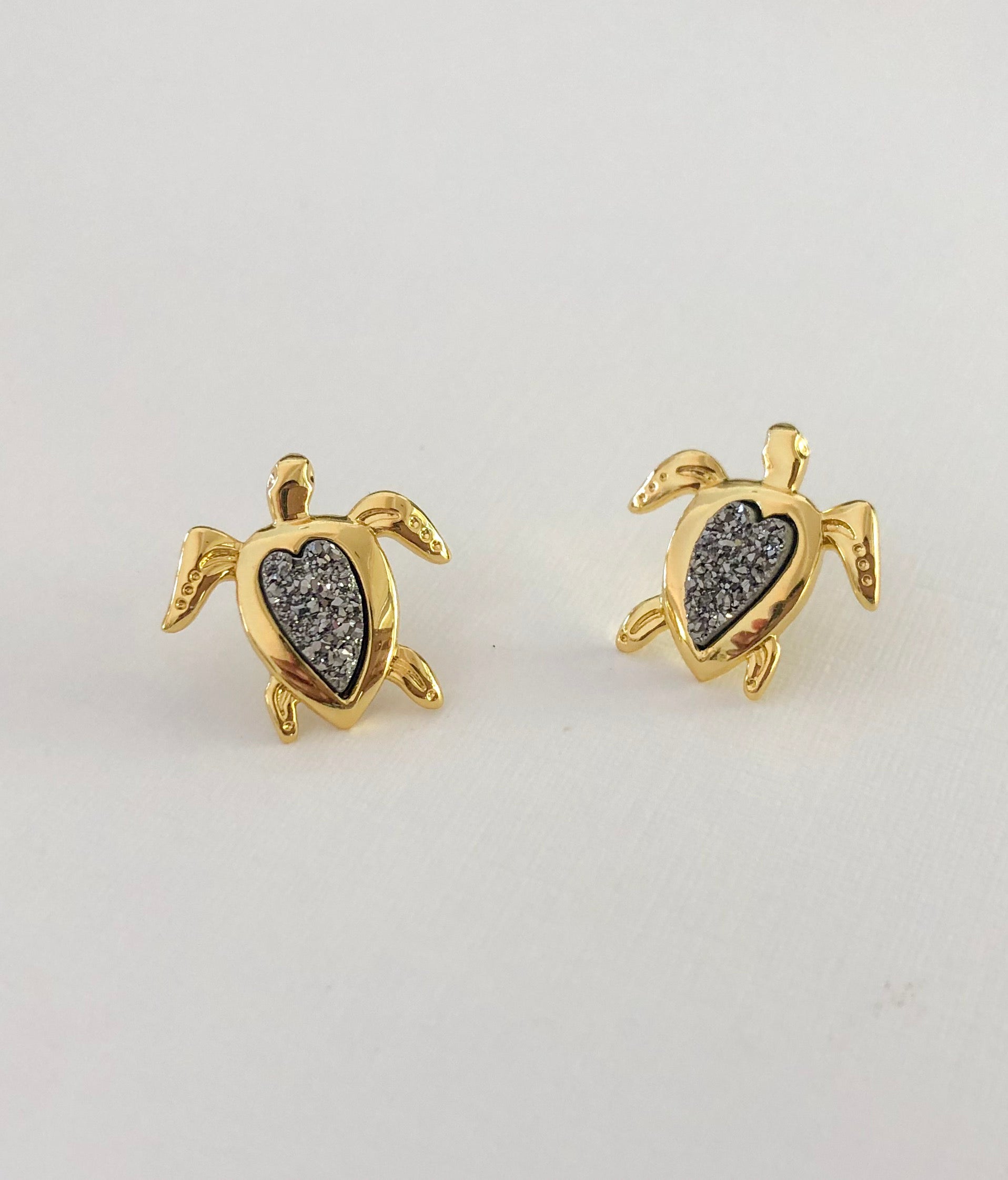Druzy Stone Honu Earrings