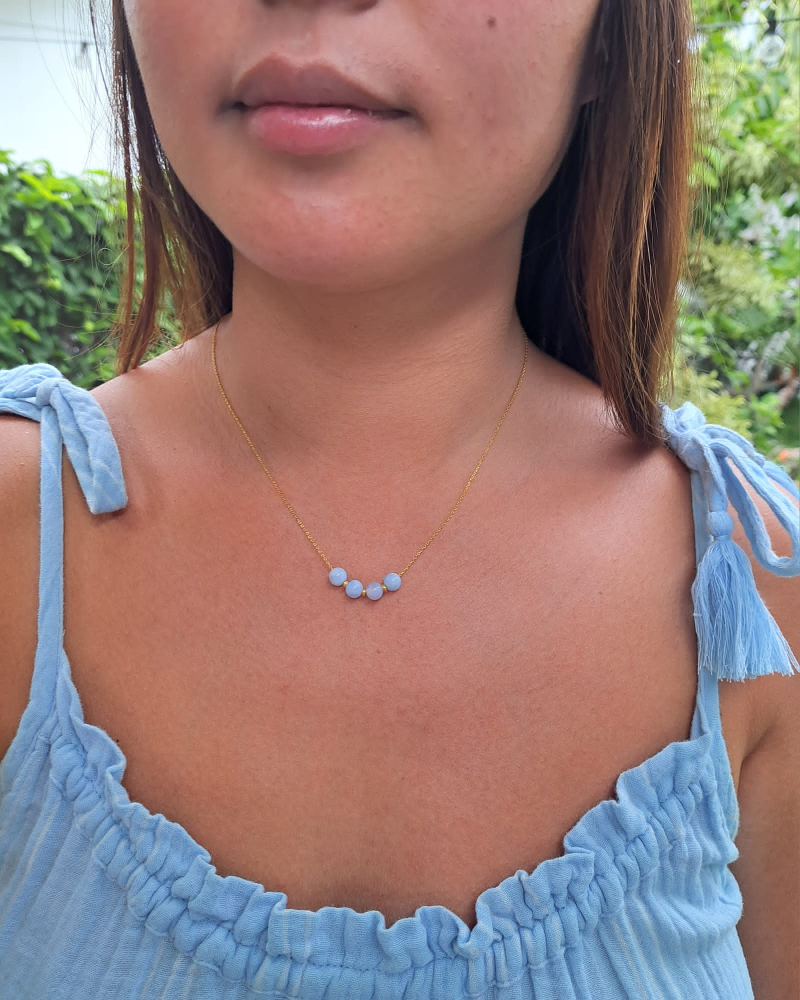 Lei 'Ohana Necklace - Blue Lace Agate