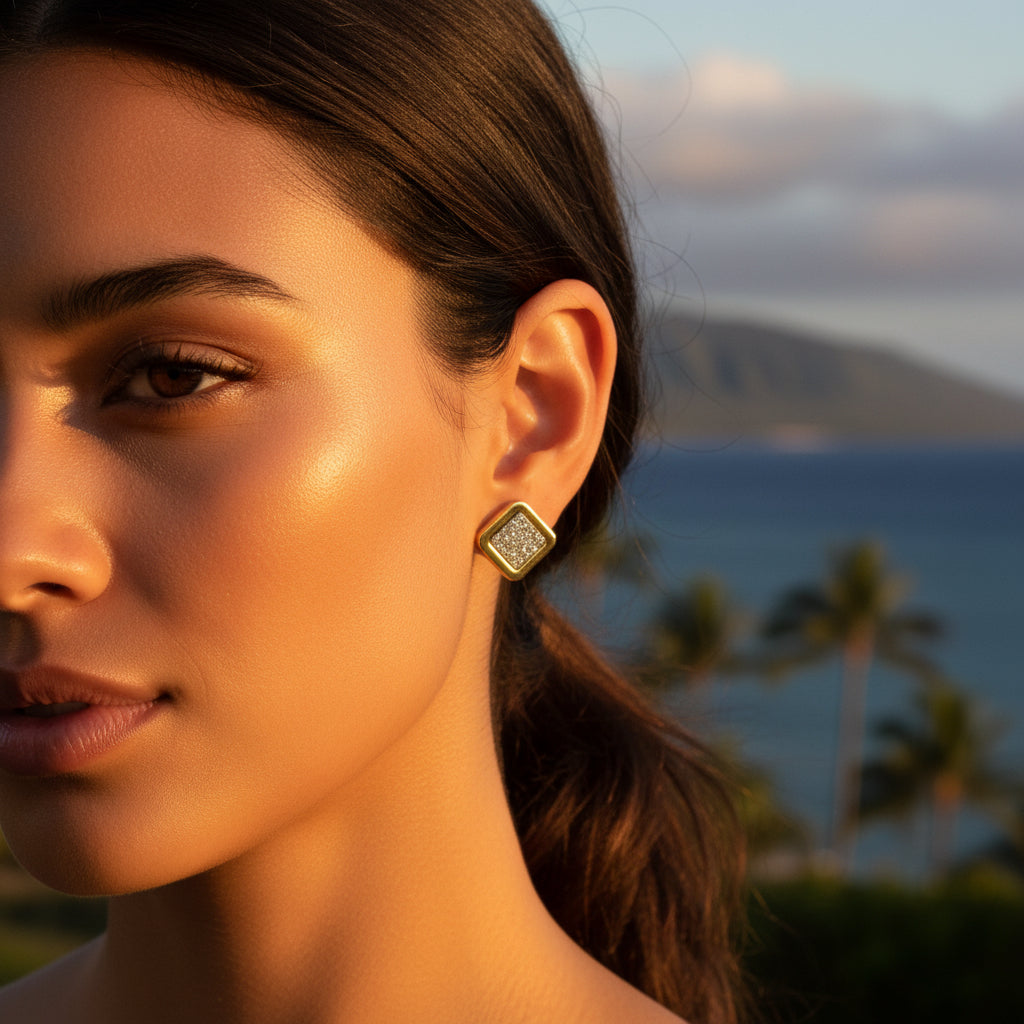 Druzy Stone Square Earrings