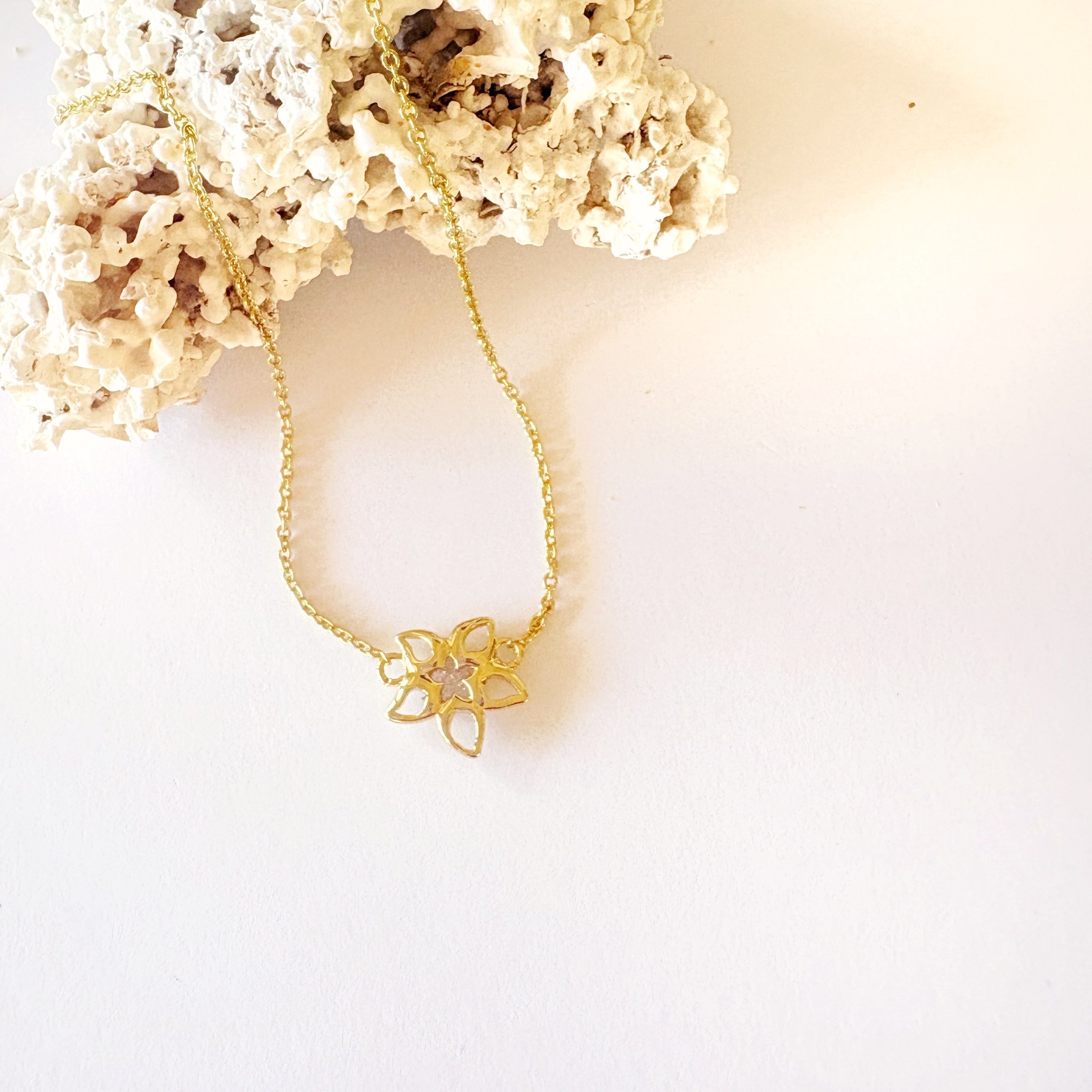 Druzy Stone Plumeria Necklace
