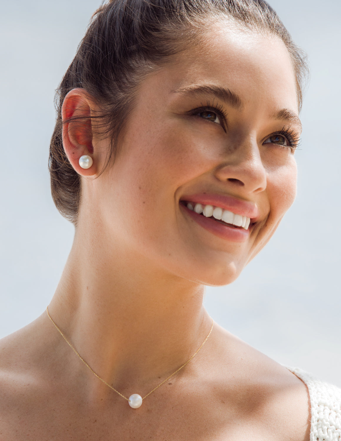 Floating Pearl Necklace - Gold