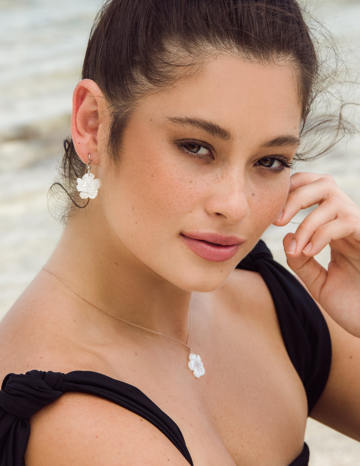 Carved Hibiscus Earrings