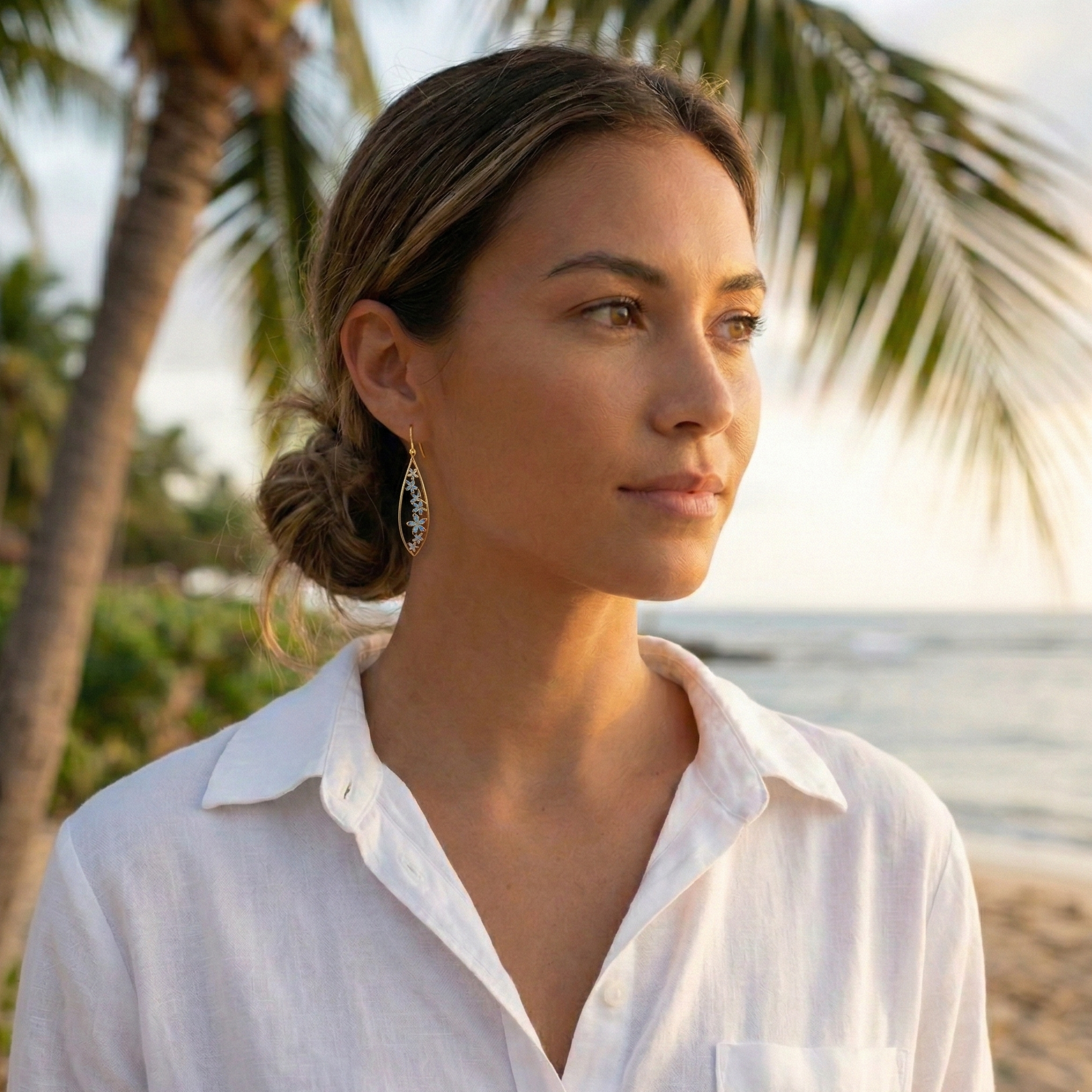 Plumeria Teardrop Earrings