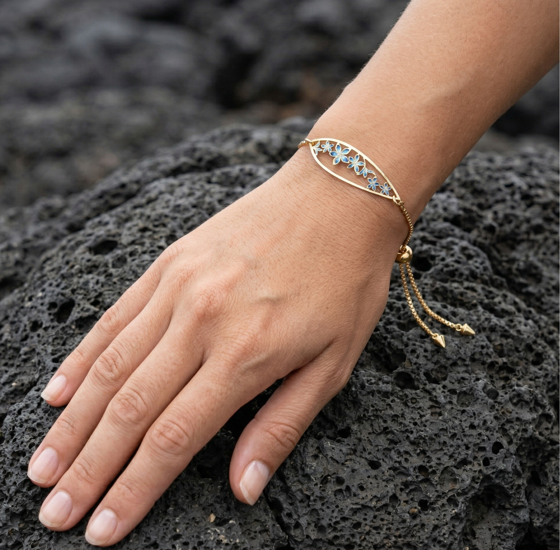 plumeria teardrop bracelet