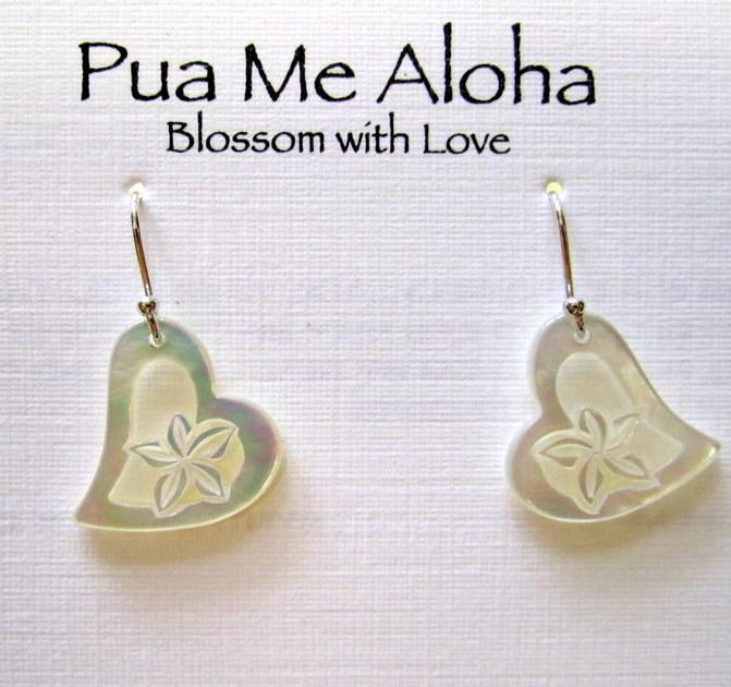 Carved Flower Heart Earrings