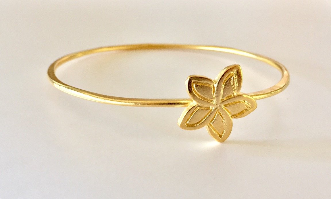 Plumeria Gold or Silver Bangle