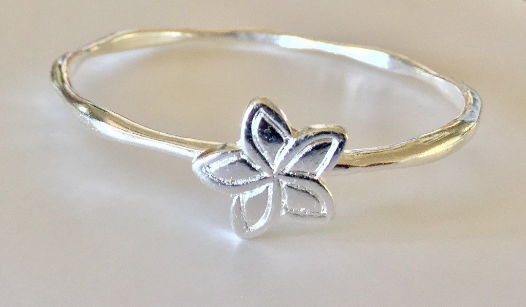 Plumeria Gold or Silver Bangle