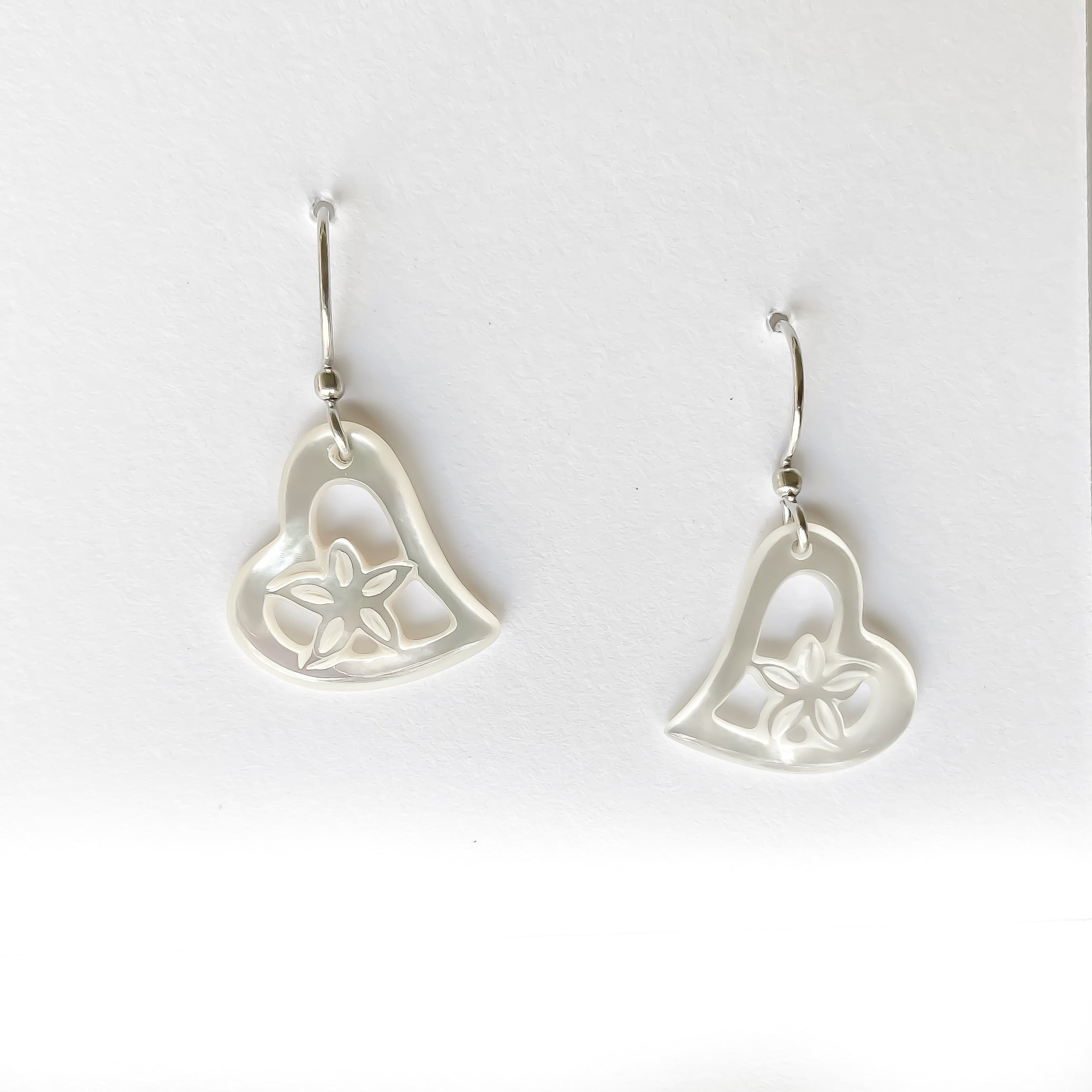 Carved Flower Heart Earrings