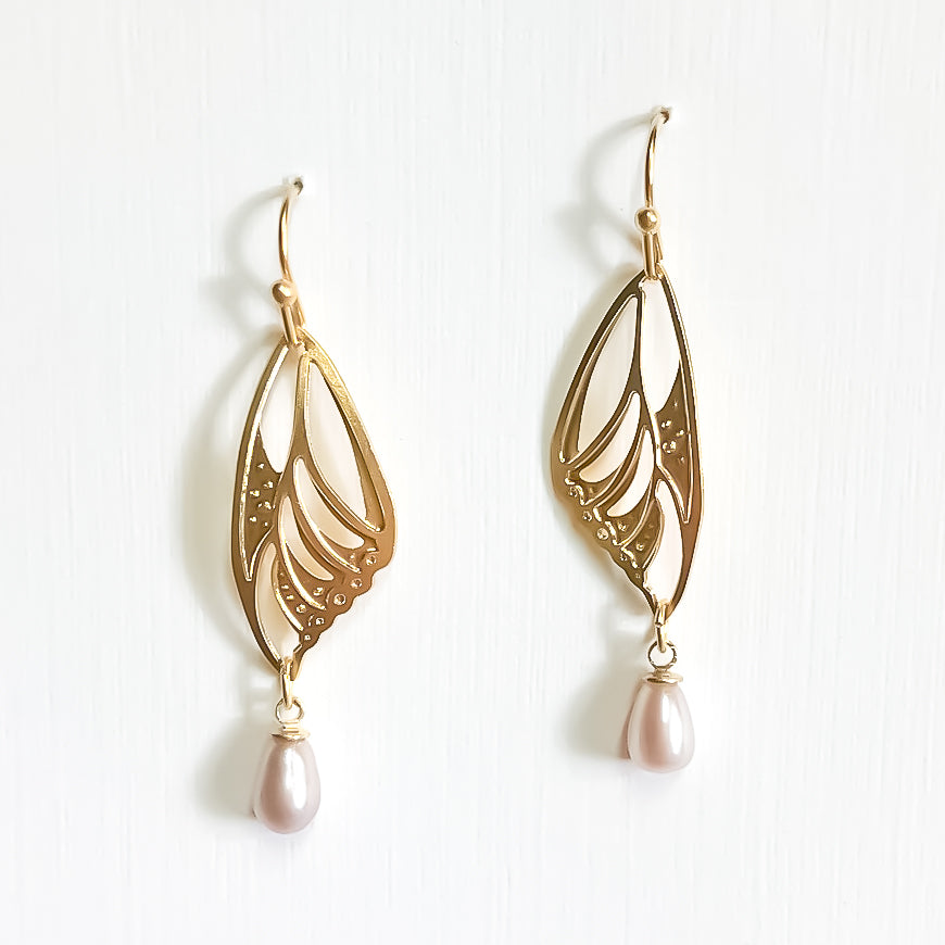 Butterfly Wing - Pearl Earrings