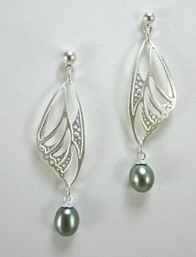 Butterfly Wing - Pearl Earrings