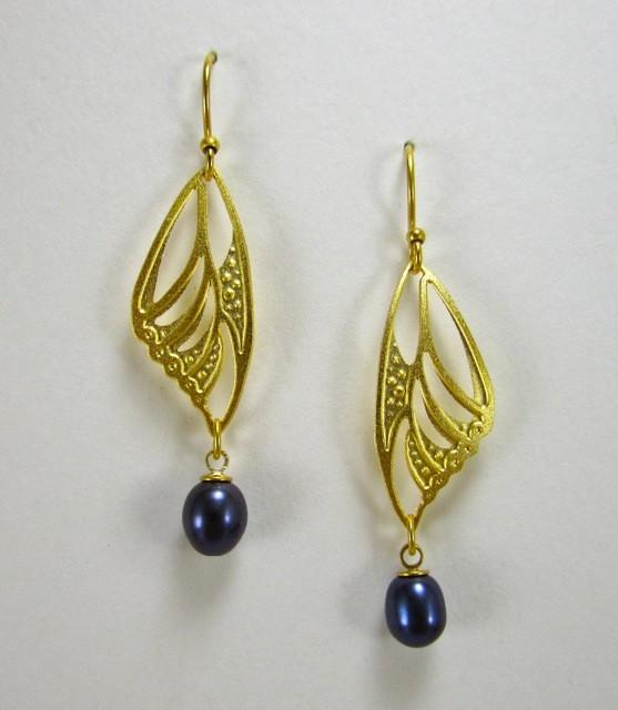 Butterfly Wing - Pearl Earrings