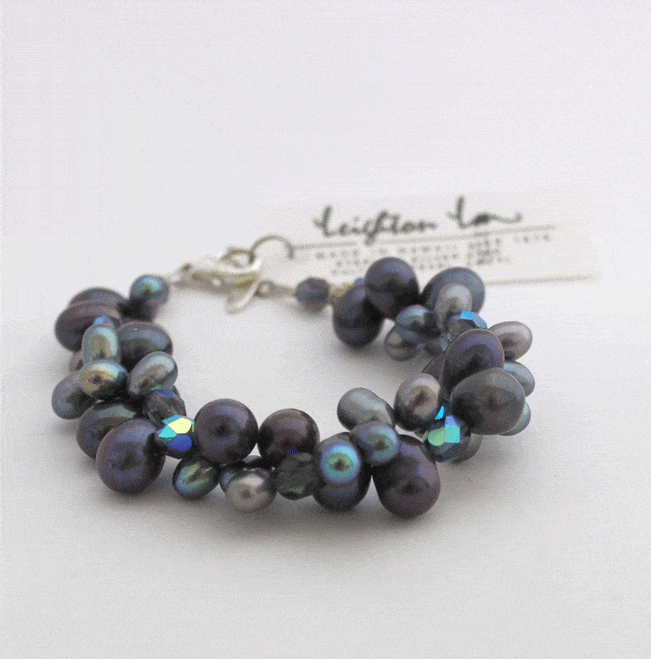 2-strand Freshwater Pearl Bracelets - Blue