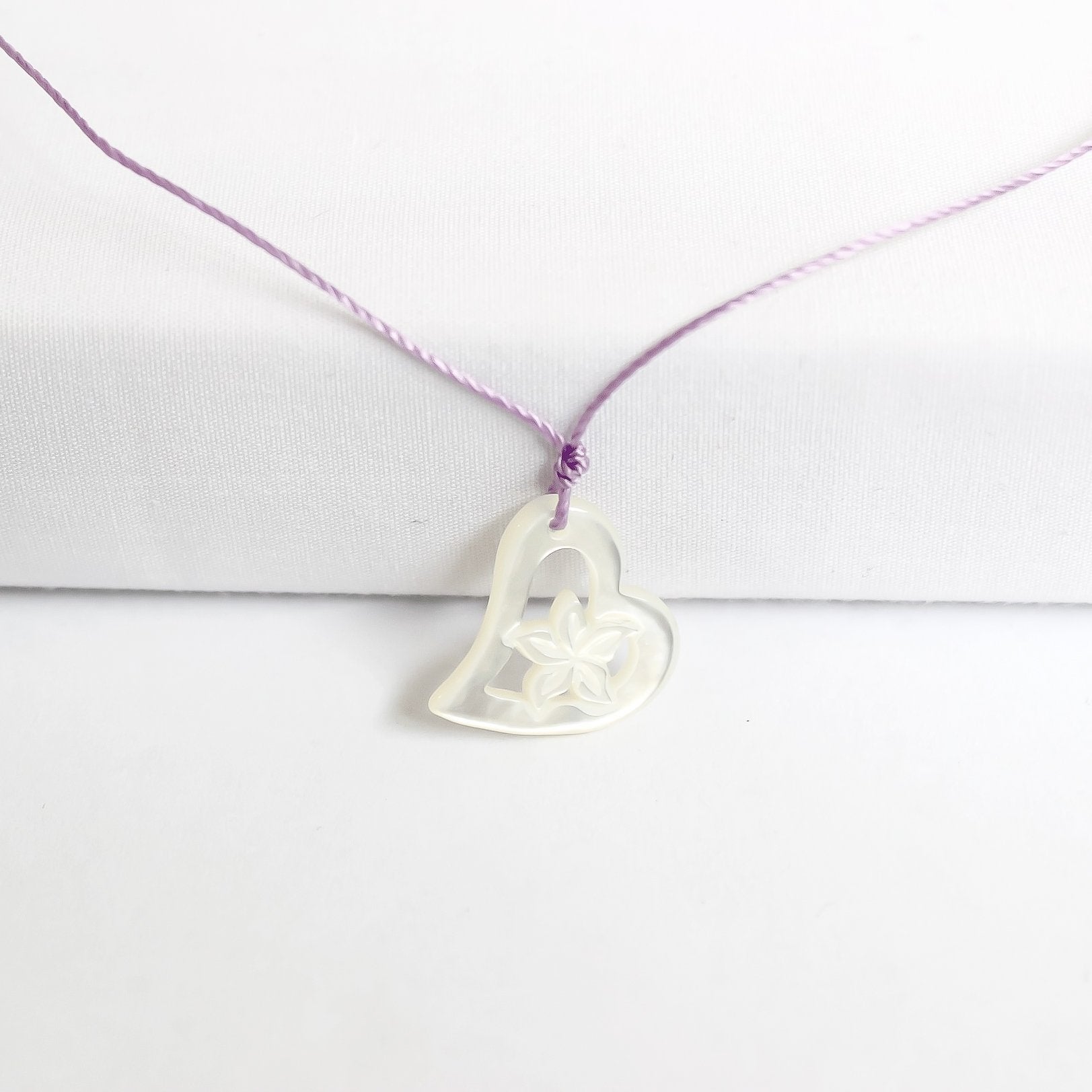 Carved Flower Heart Necklace