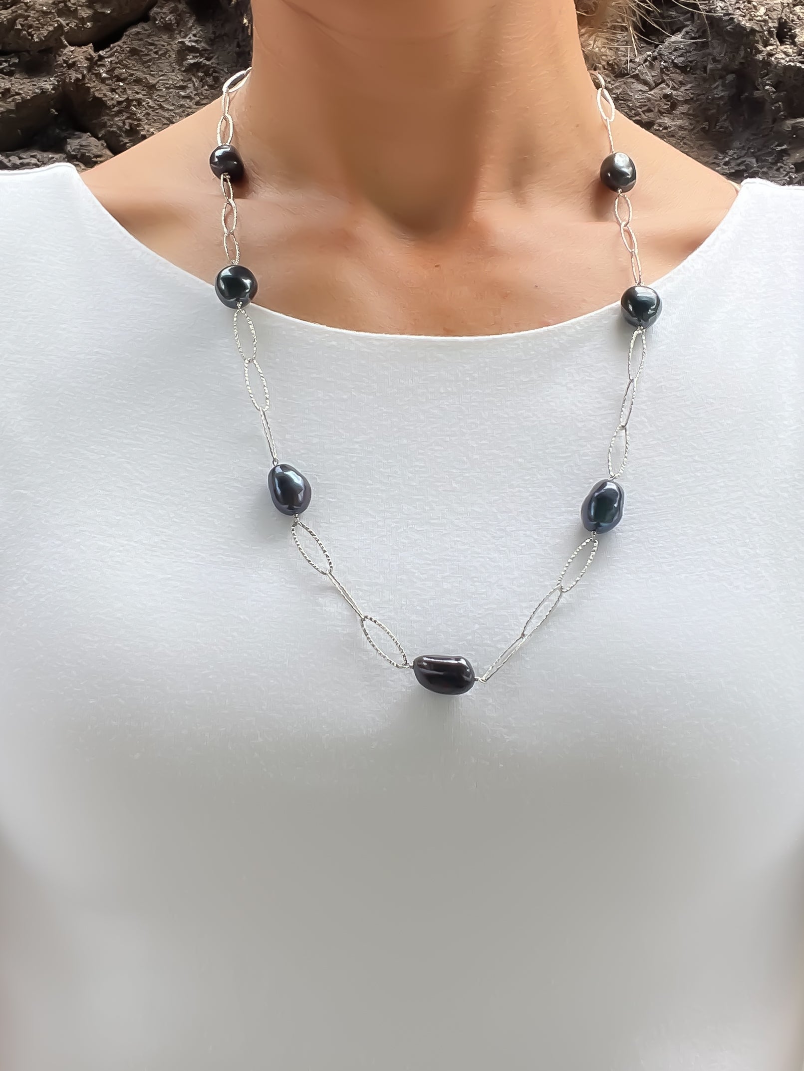 Oval Freshwater Pearl Necklace