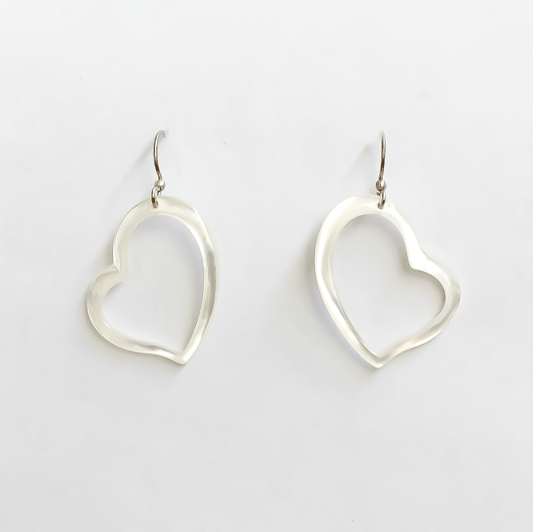 Carved Floating Heart Earrings
