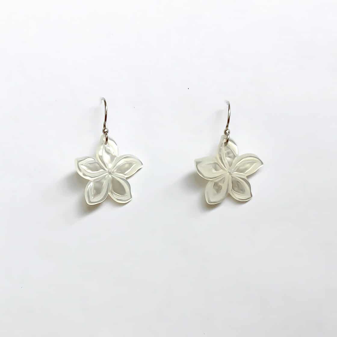 Carved Plumeria Earrings