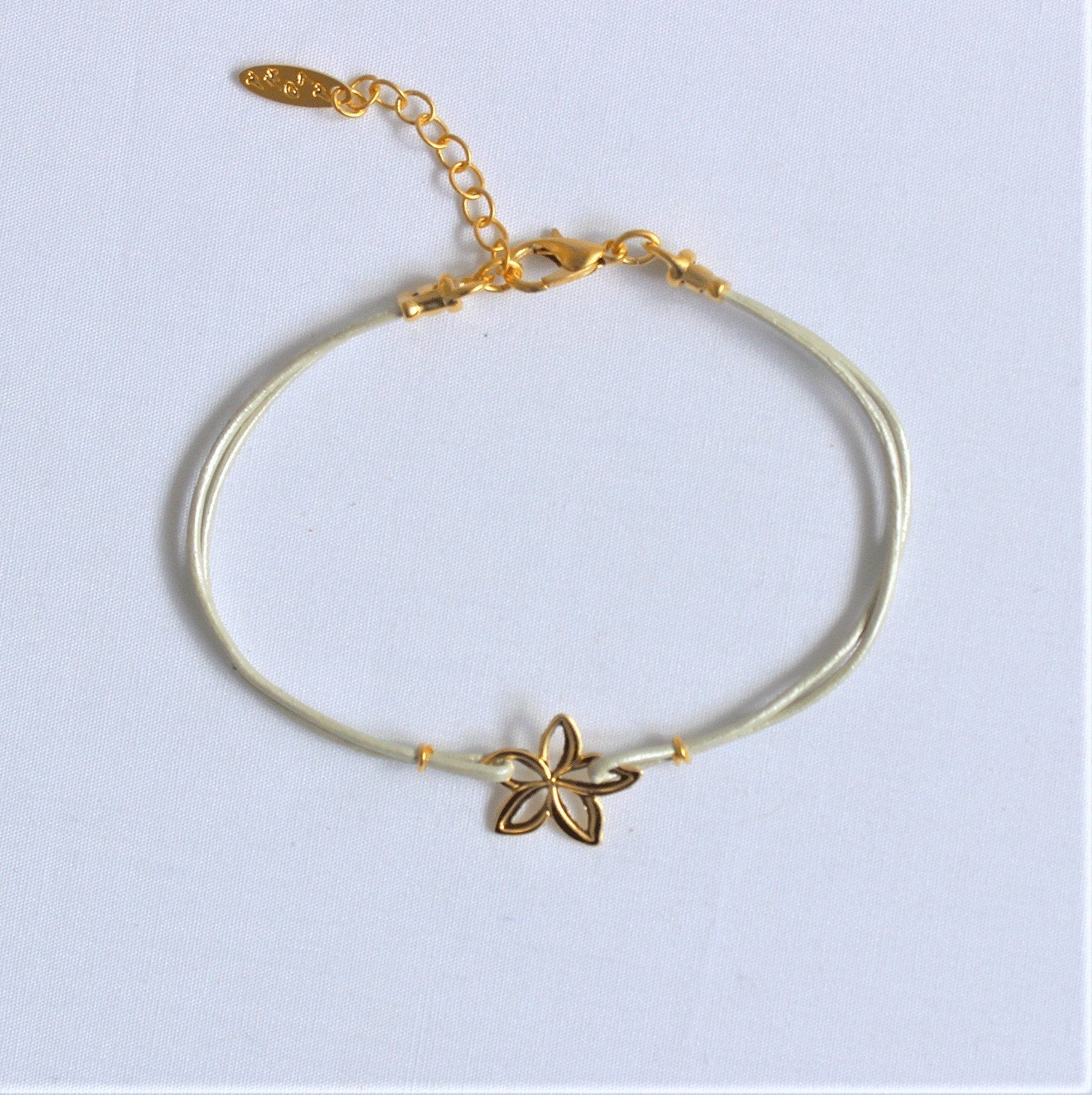 Plumeria Leather Bracelet