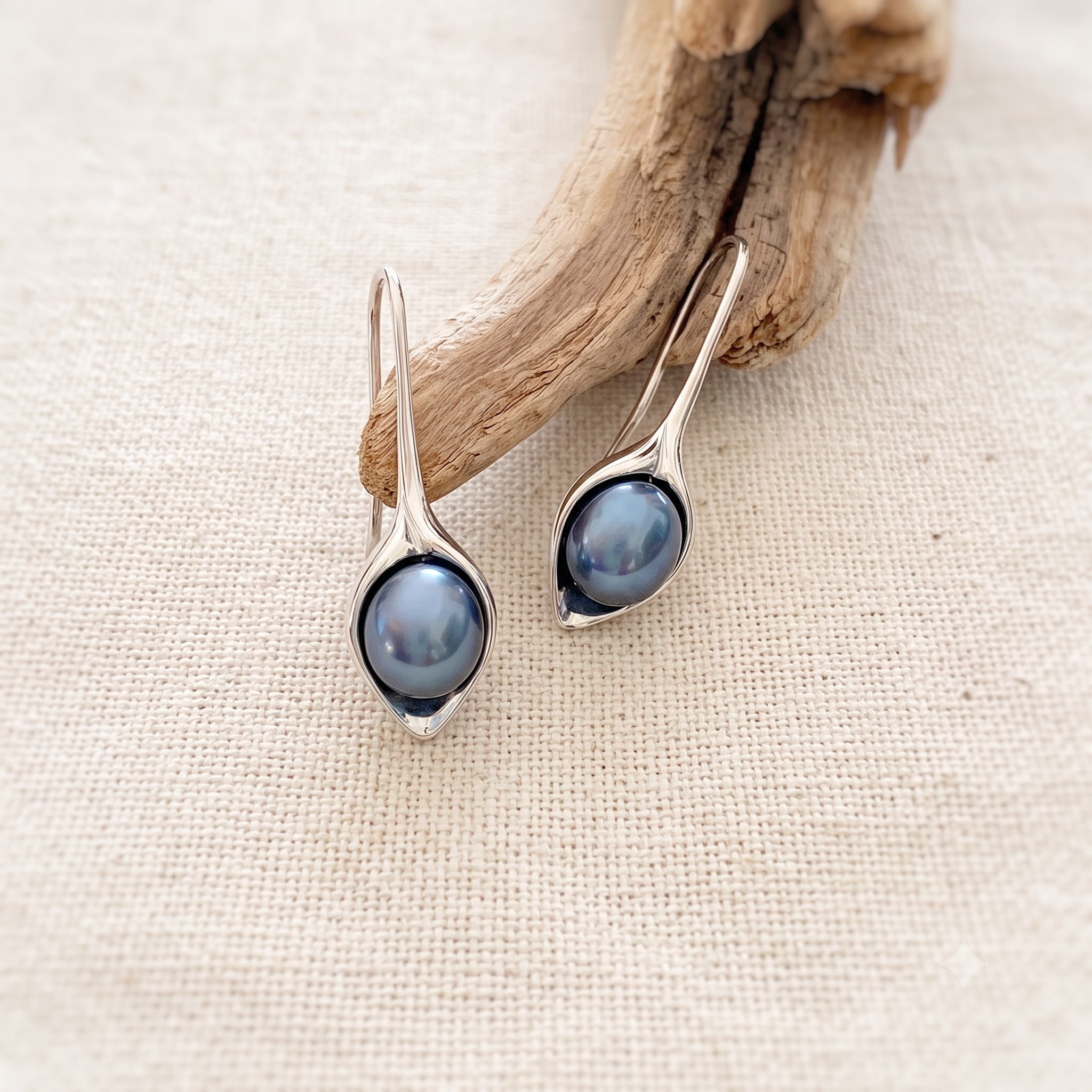 Blue Lily Freshwater Pearl Earrings