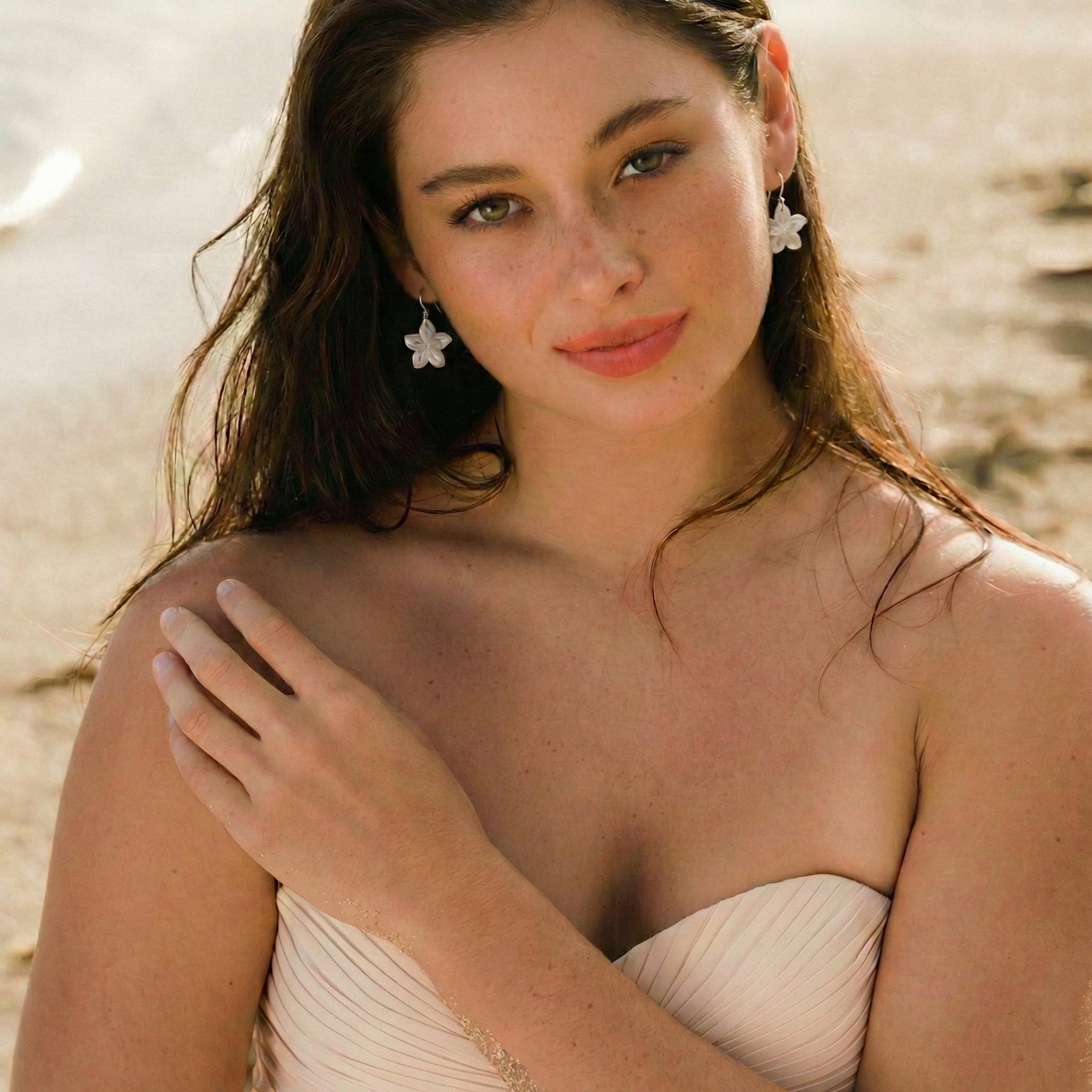 Carved Plumeria Earrings