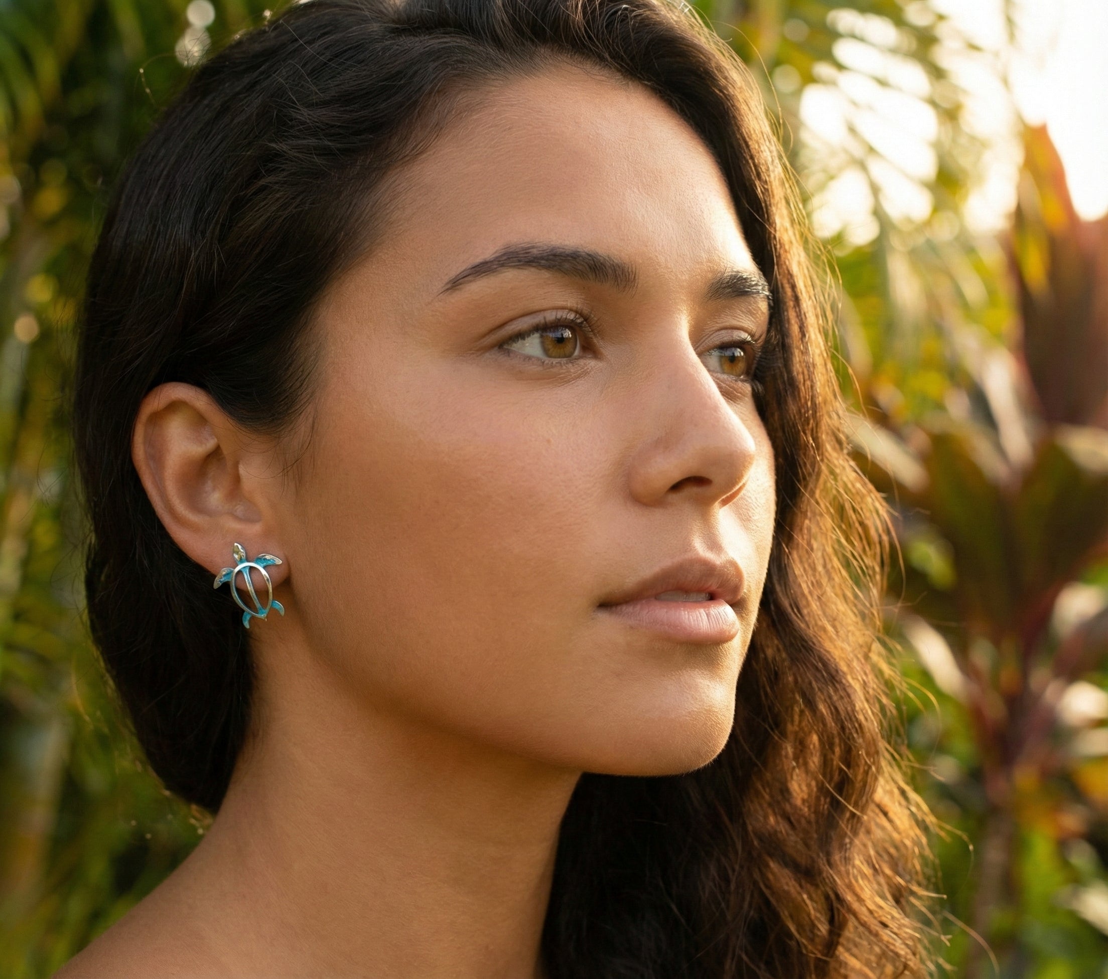 Honu Silver & Blue Accent Earrings