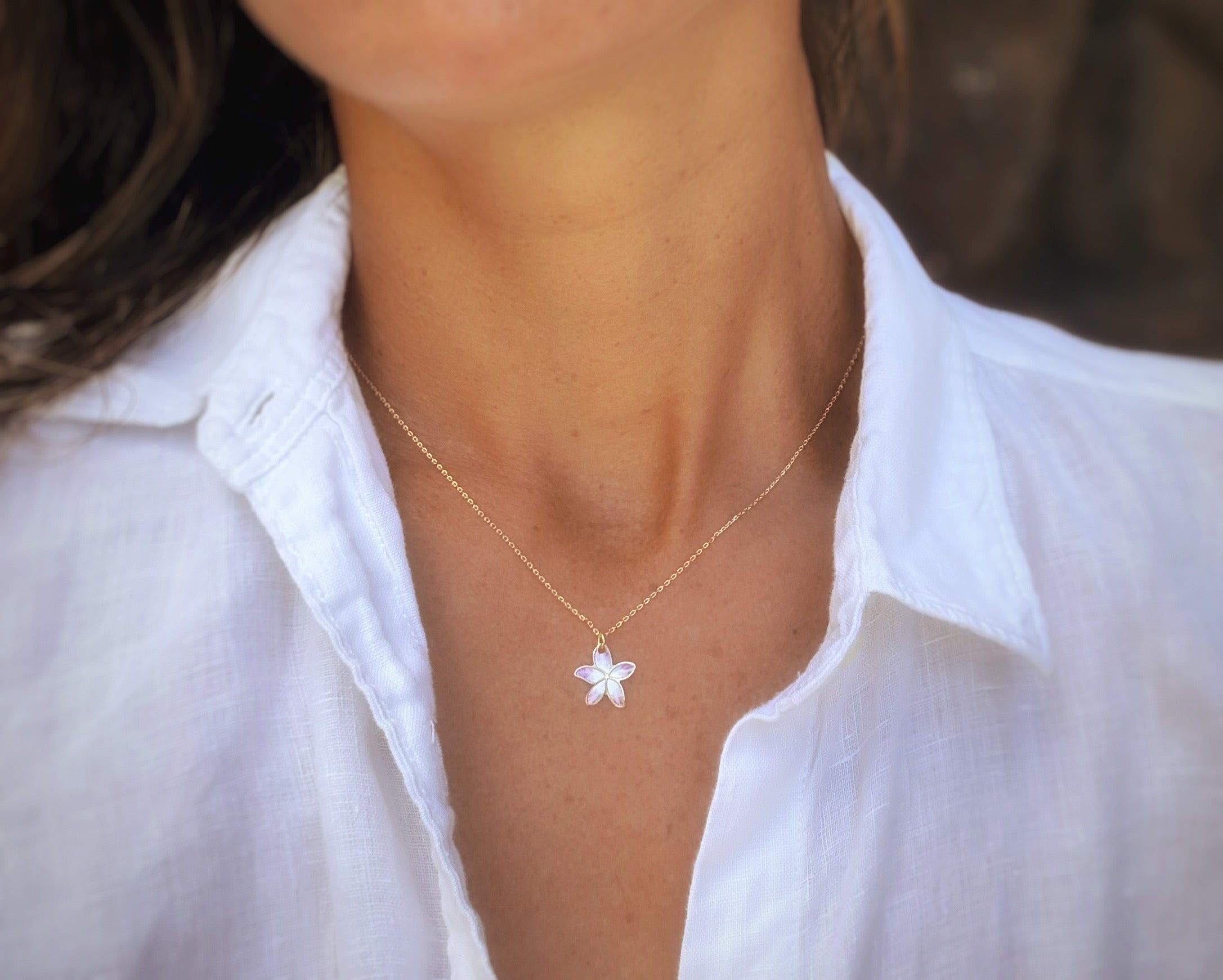 Dainty Plumeria Hues Necklace