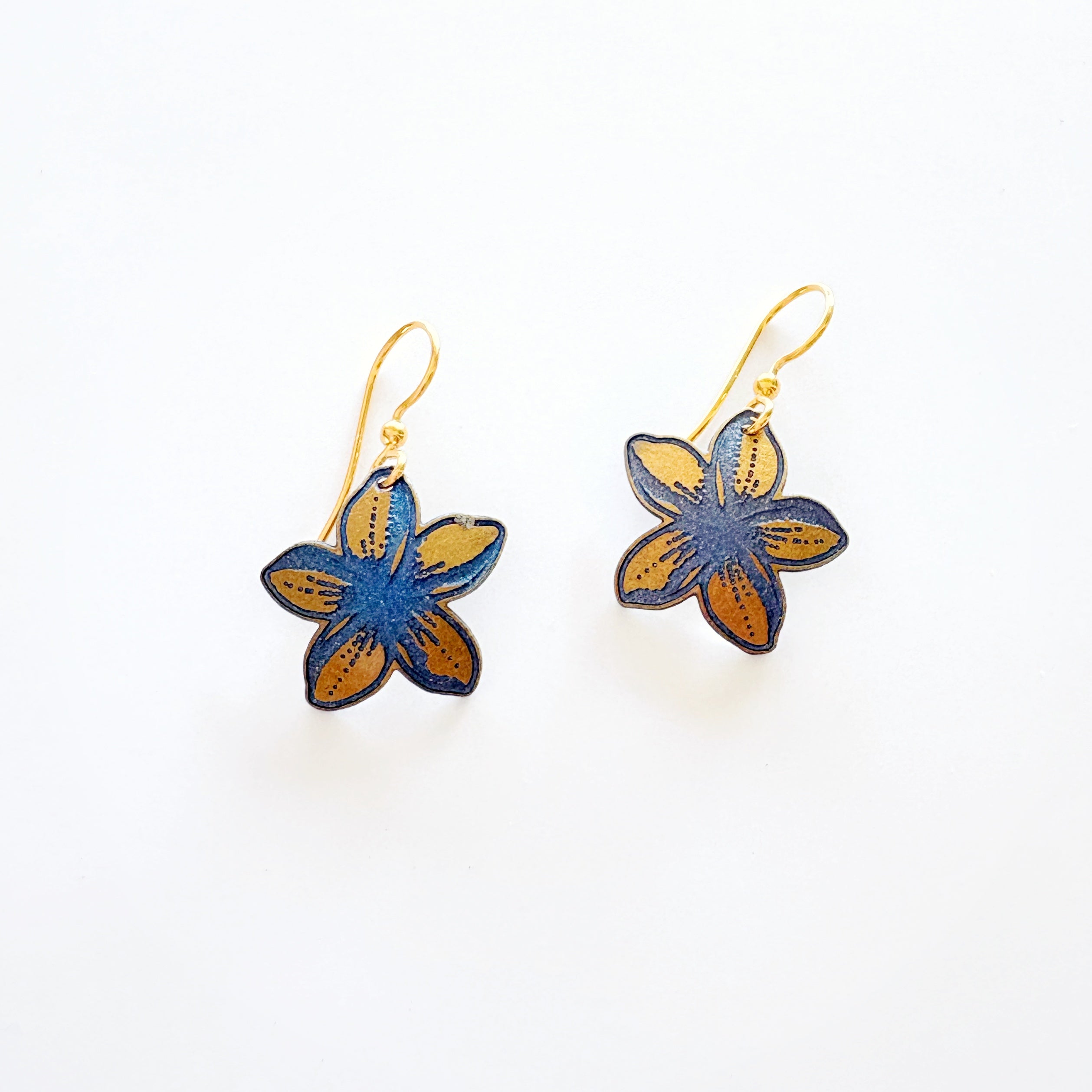 Plumeria Matte Blue Earrings