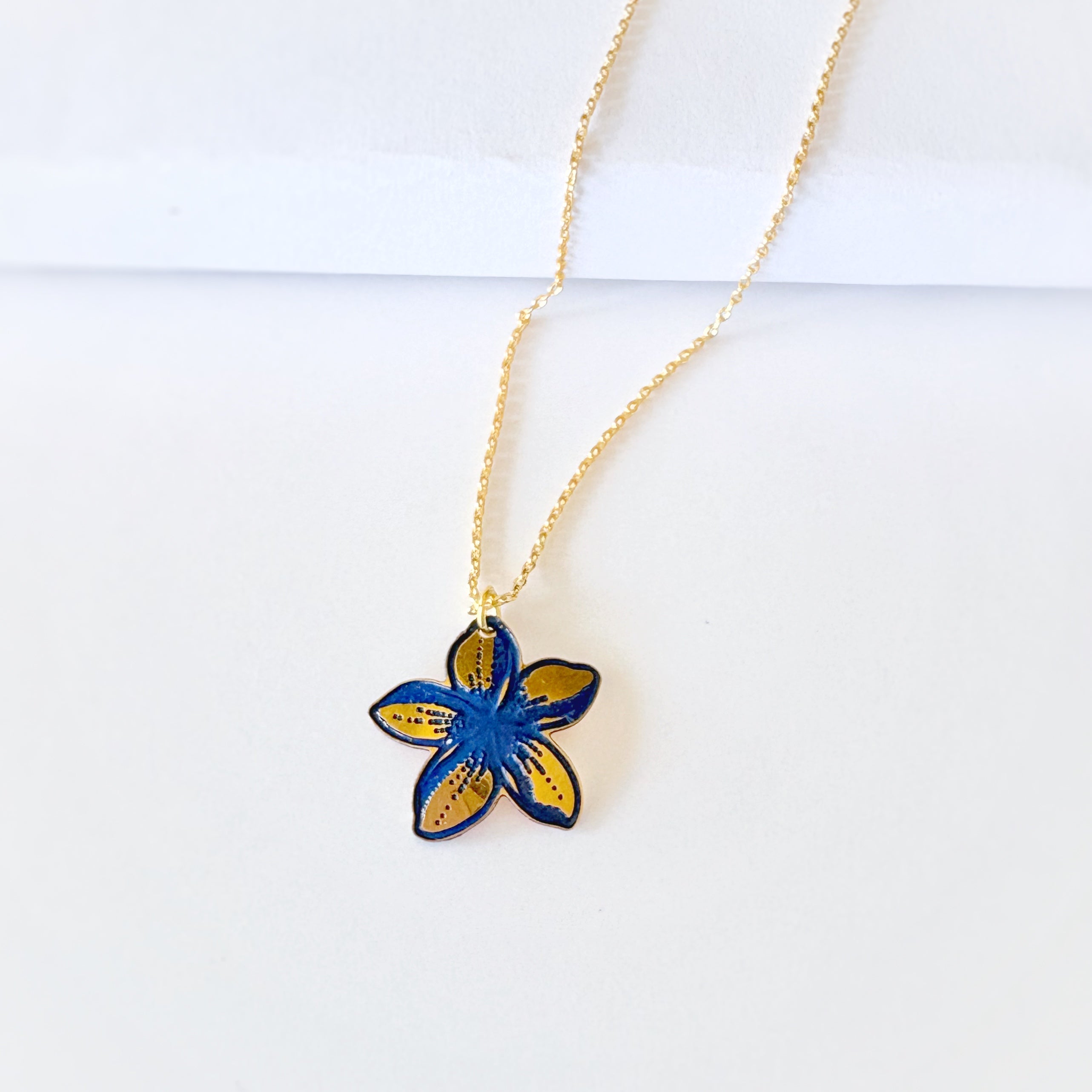 Plumeria Blue Accent Necklace