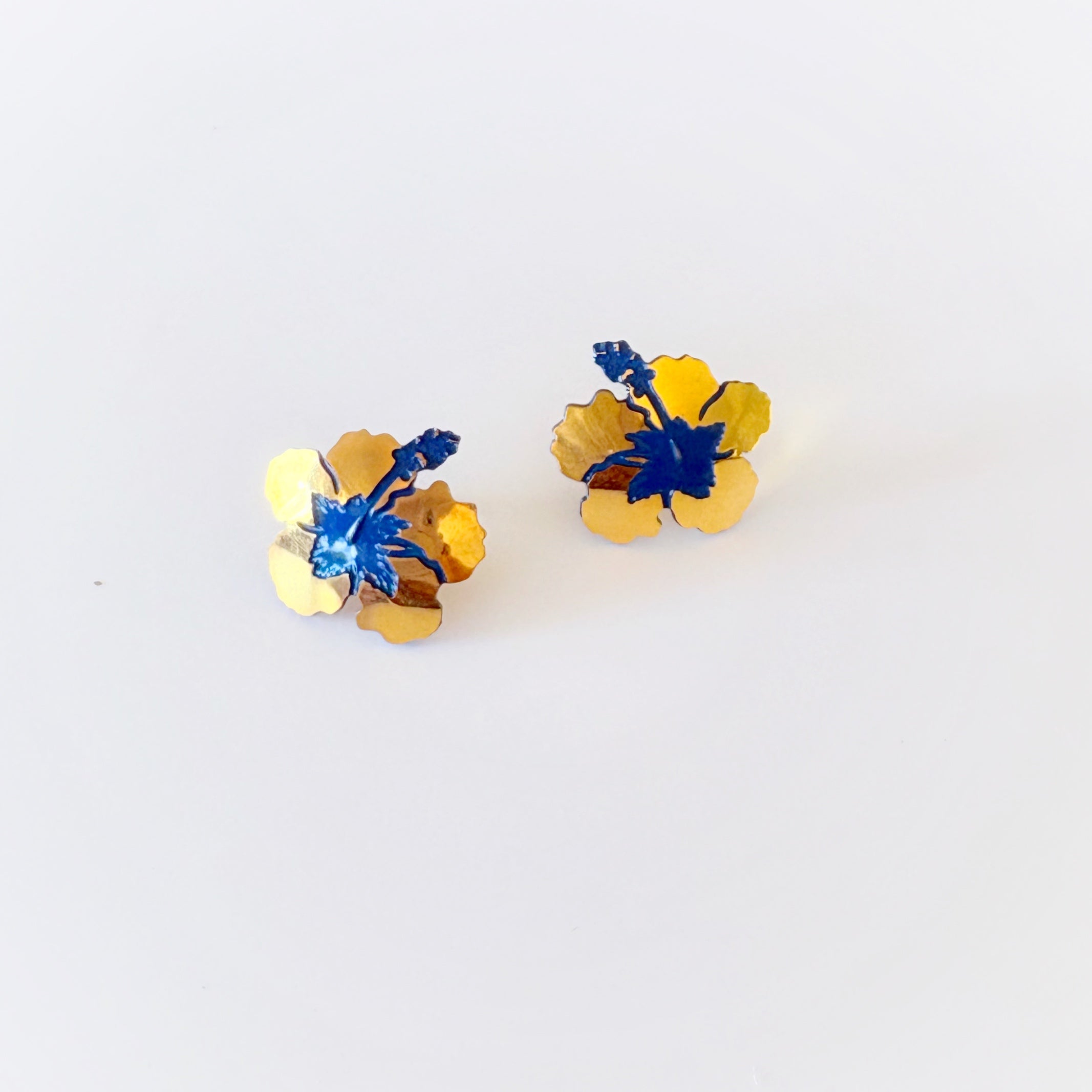 Hibiscus Blue Accent Earrings