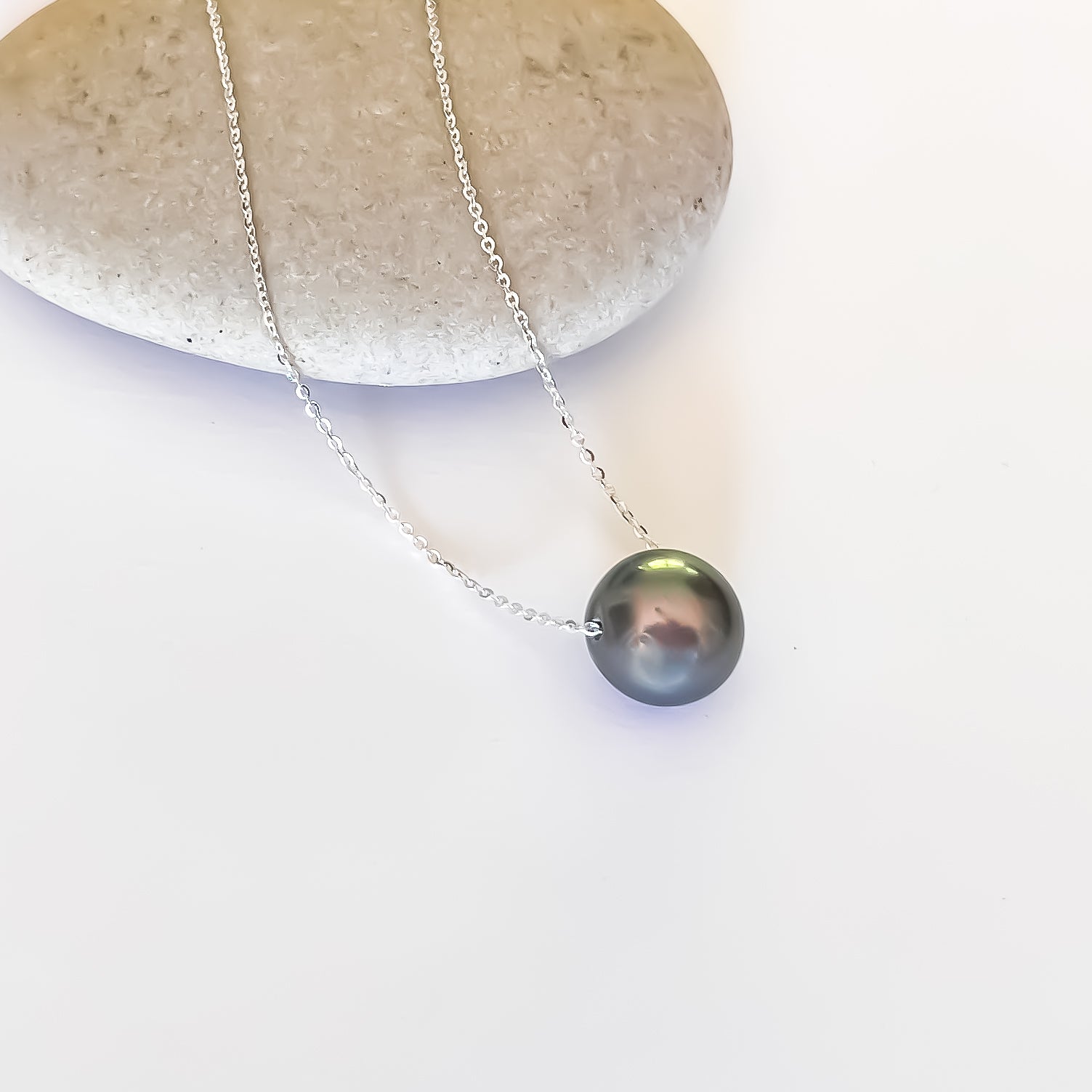 Floating Pearl Necklace - Silver