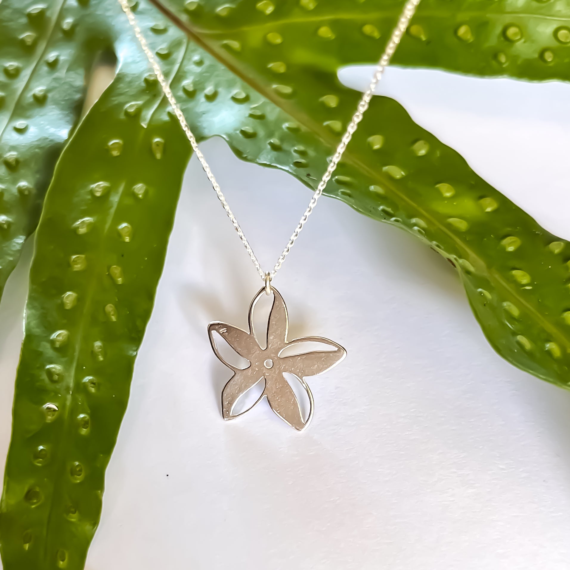 Plumeria Sterling Silver Necklace