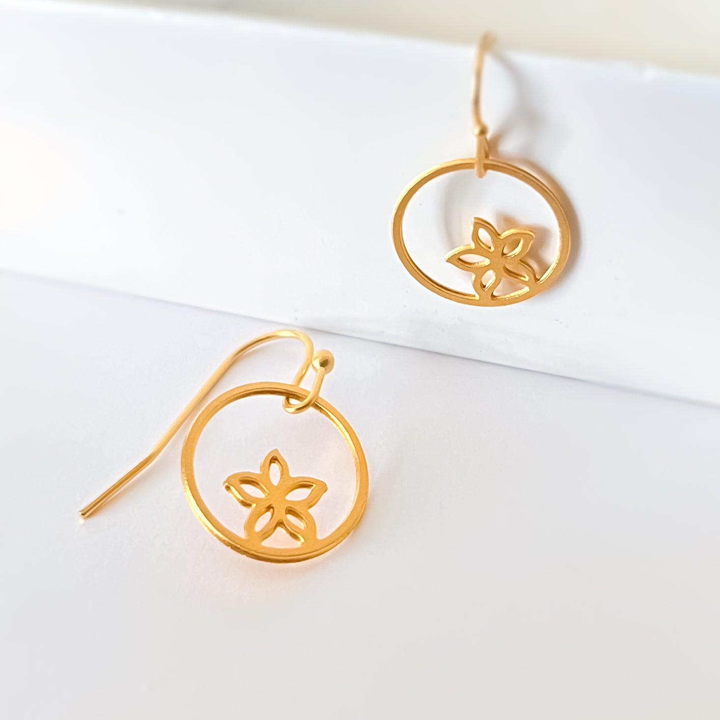 Circle Plumeria Earrings