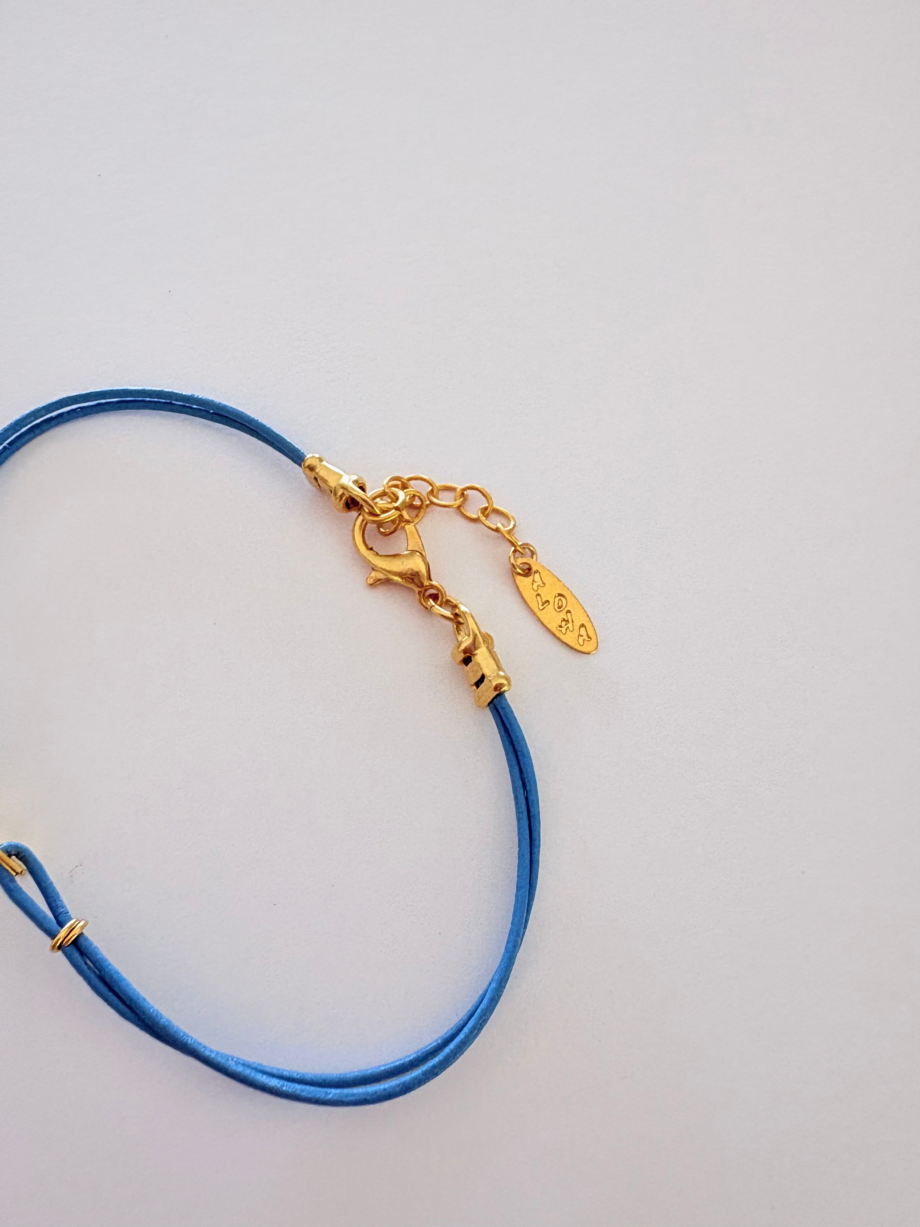 Plumeria x Punahou Blue Leather Bracelet