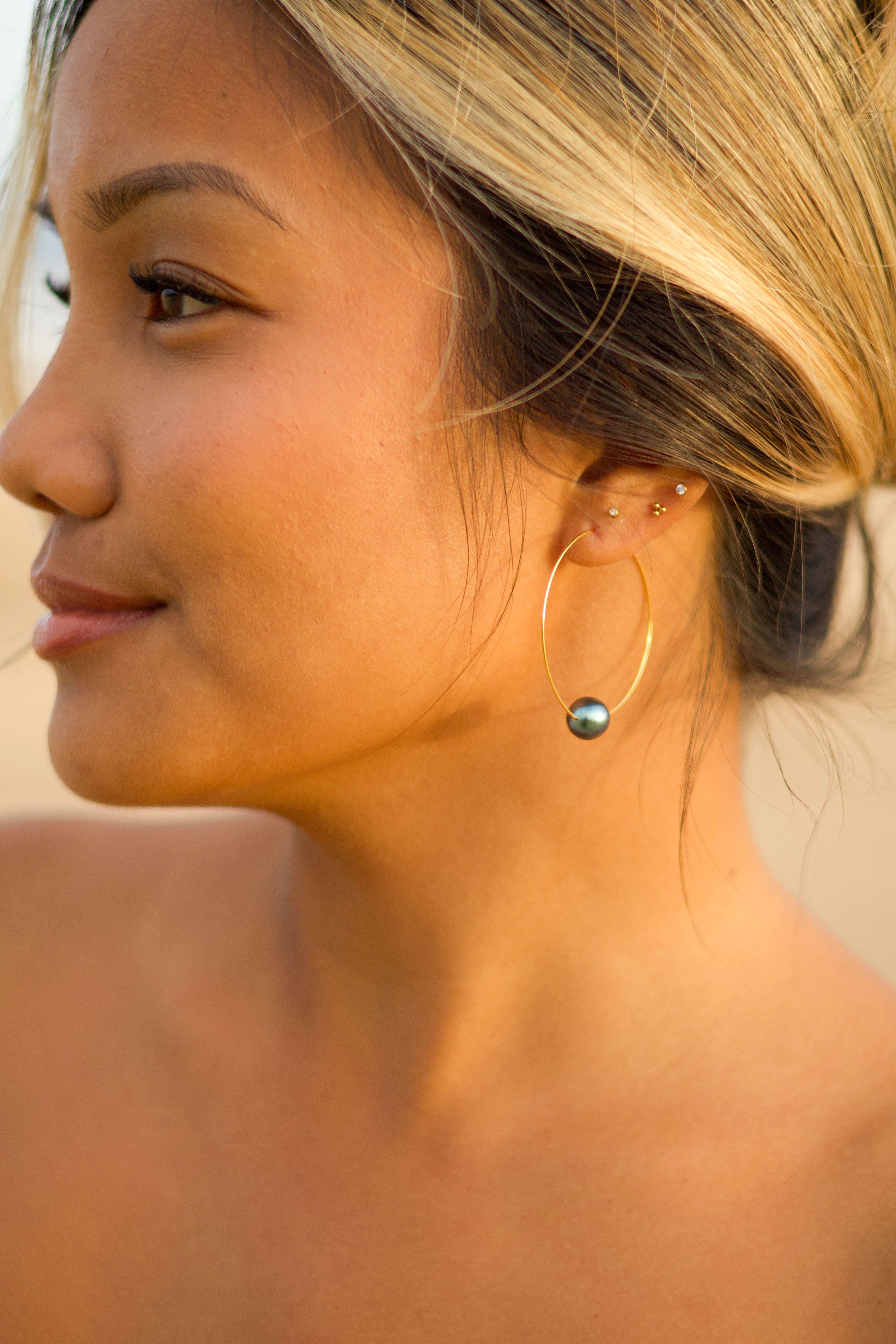 Tahitian Pearl Hoop Earrings