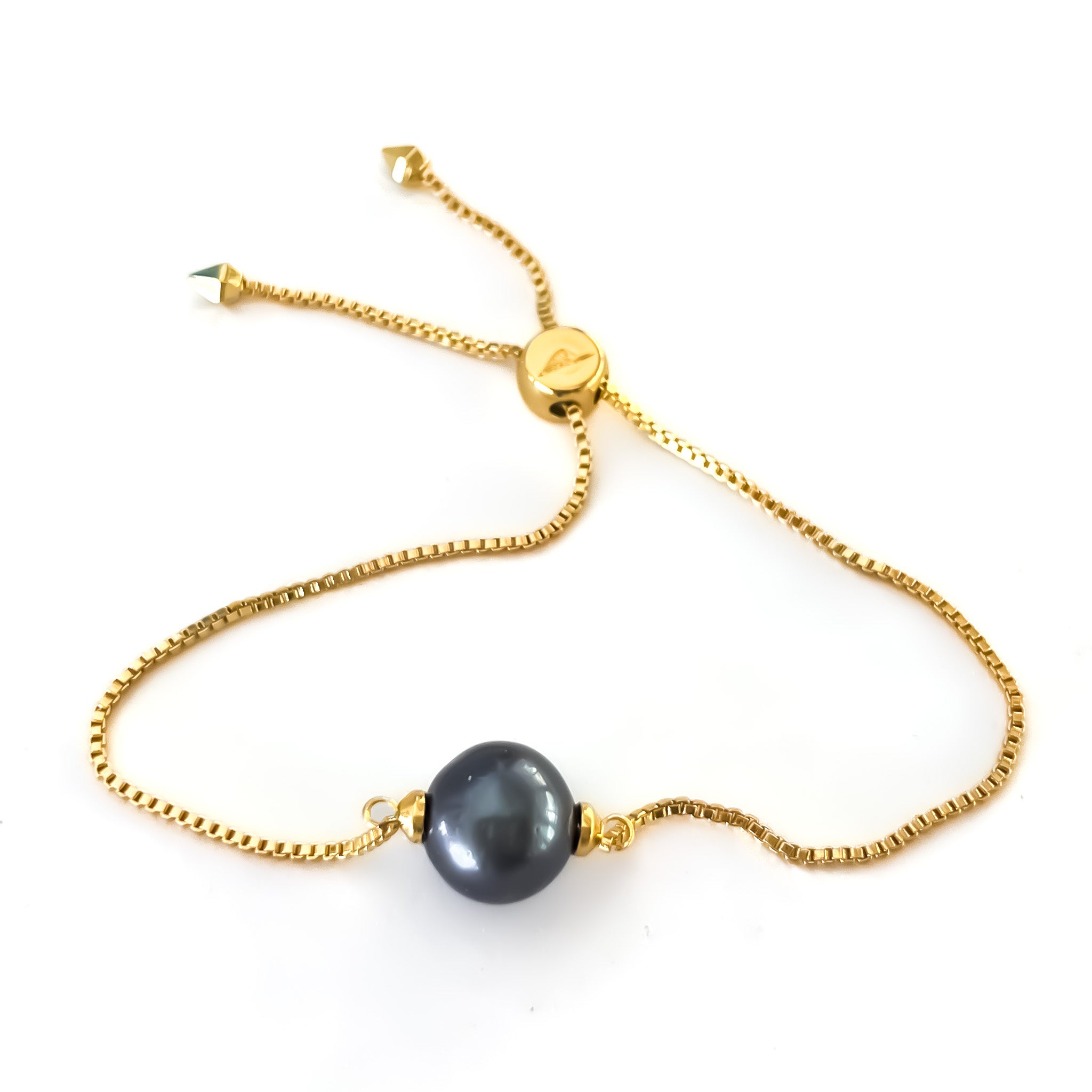 Freshwater Pearl + Gold Slider Bracelet