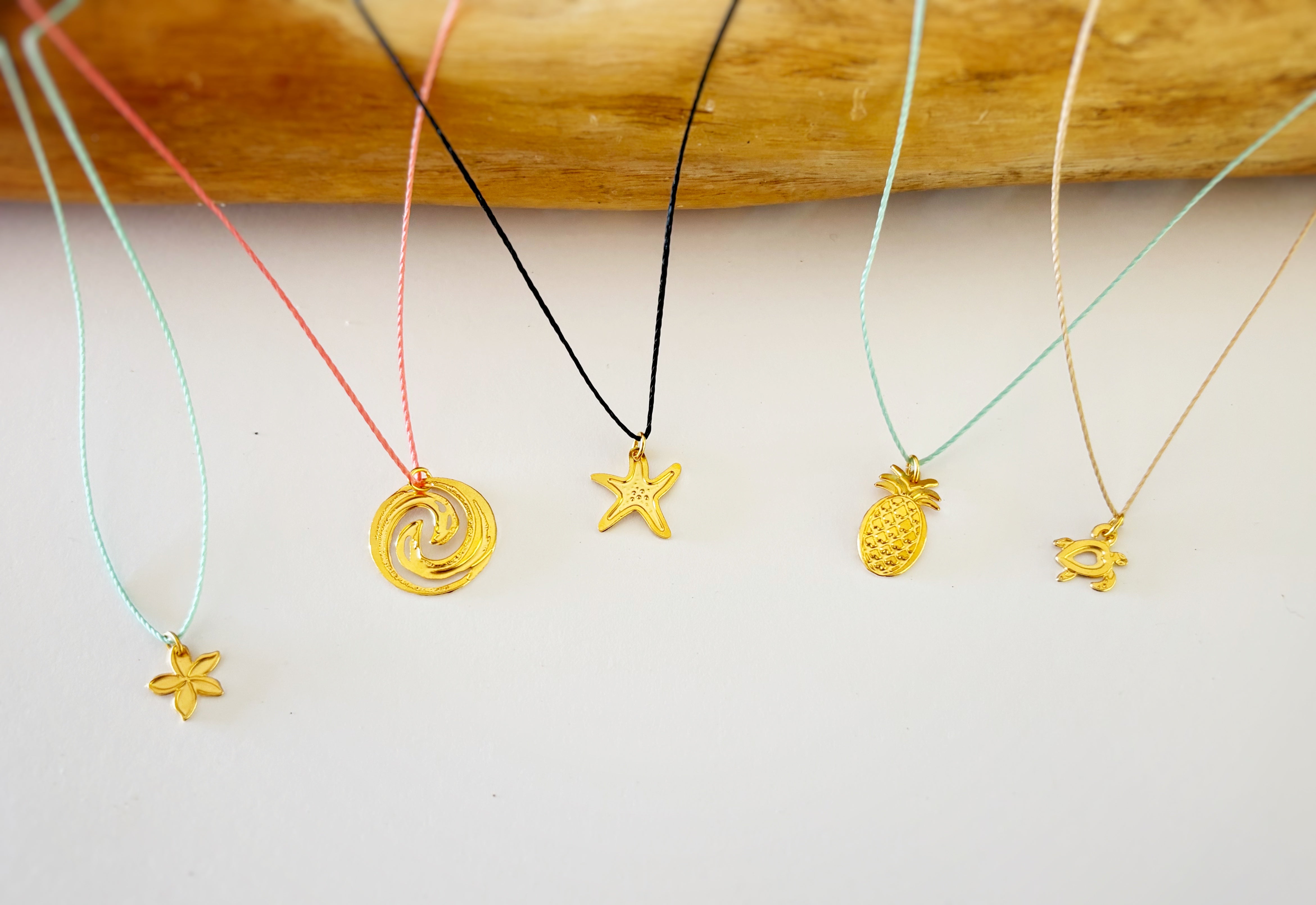 Gold Charm Necklaces - Set of 5