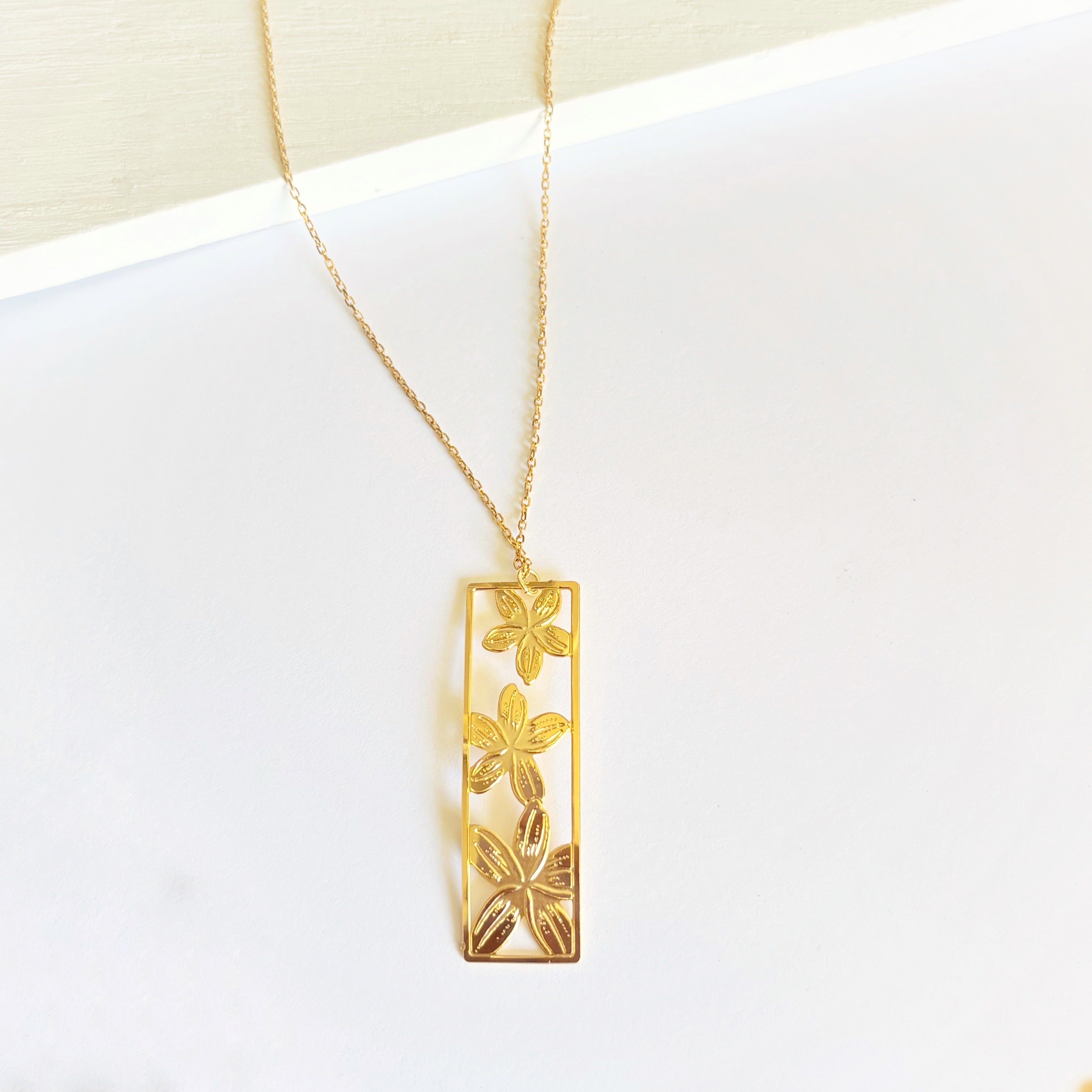 Rectangle Plumeria Necklace