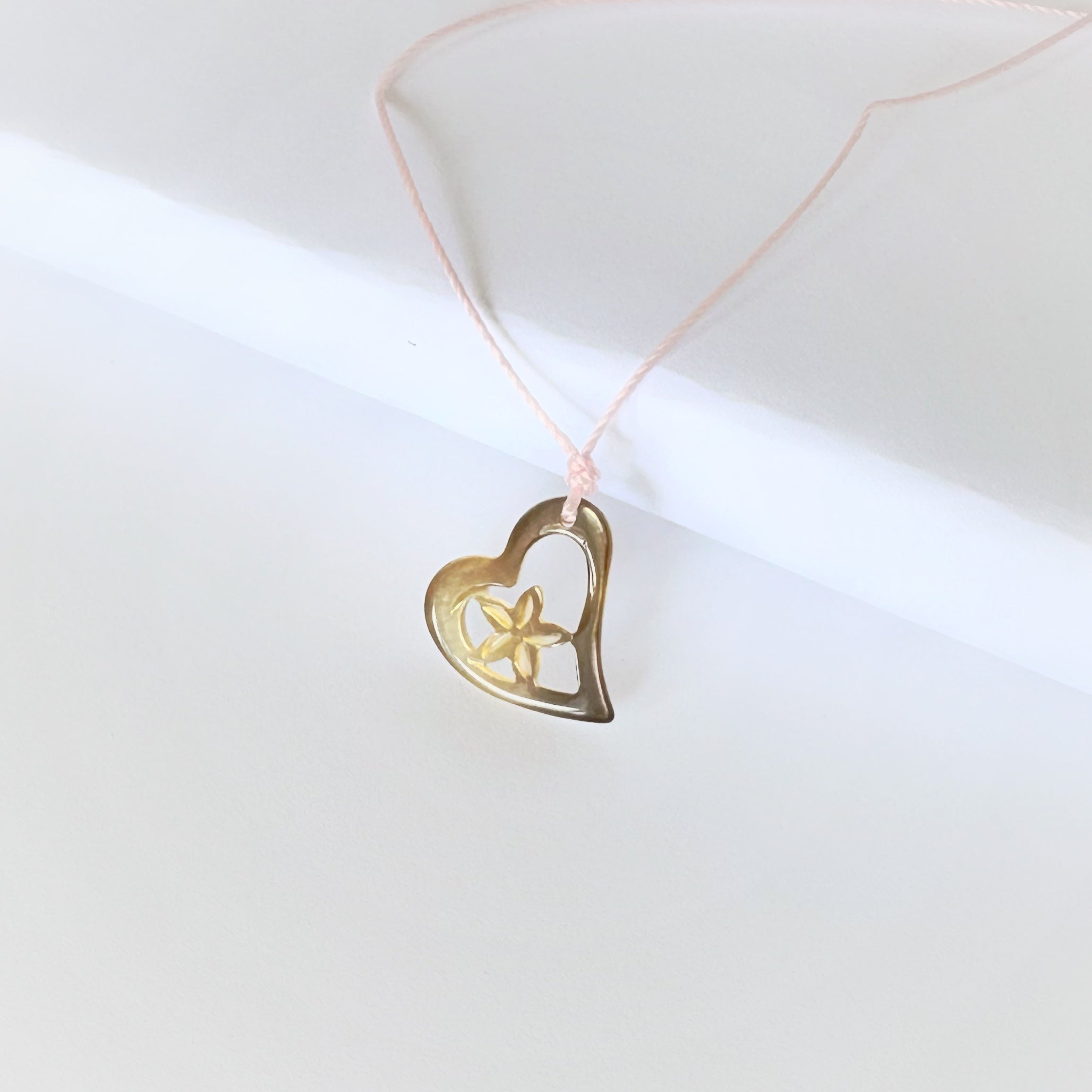 Carved Flower Heart Necklace